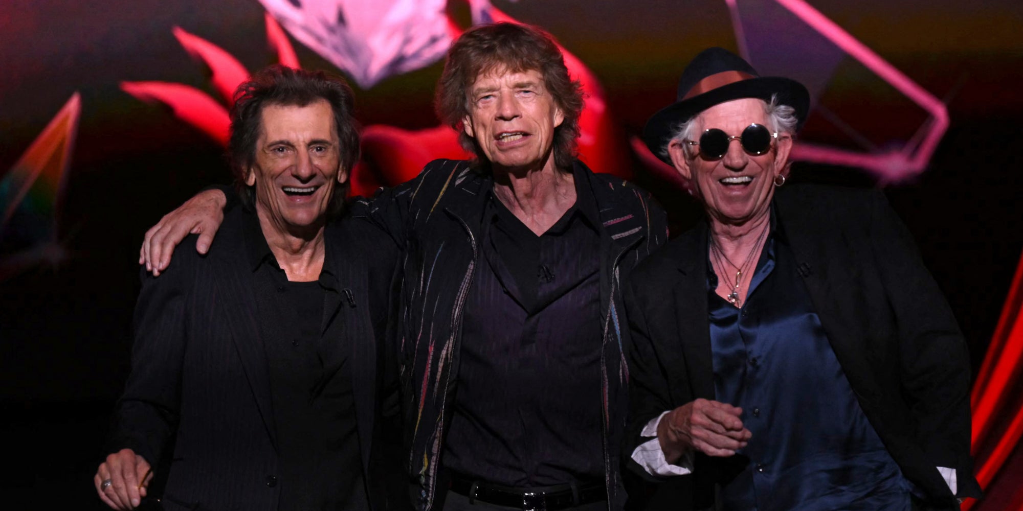 Ron Wood, Mick Jagger et Keith Richards annoncent le nouvel album des Rolling Stones, "Hackney Diamonds", au Hackney Empire de Londres, le 6 septembre 2023.