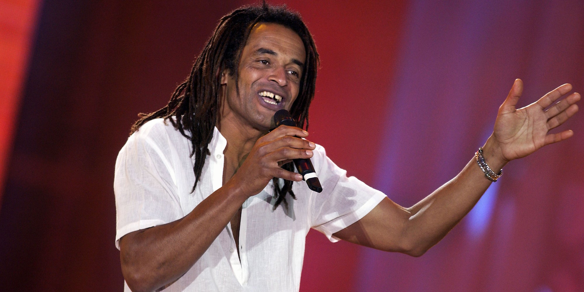 L’ancien tennisman et vainqueur de Roland-Garros Yannick Noah, place du Trocadéro à Paris pour la Fête de la musique en 2004.