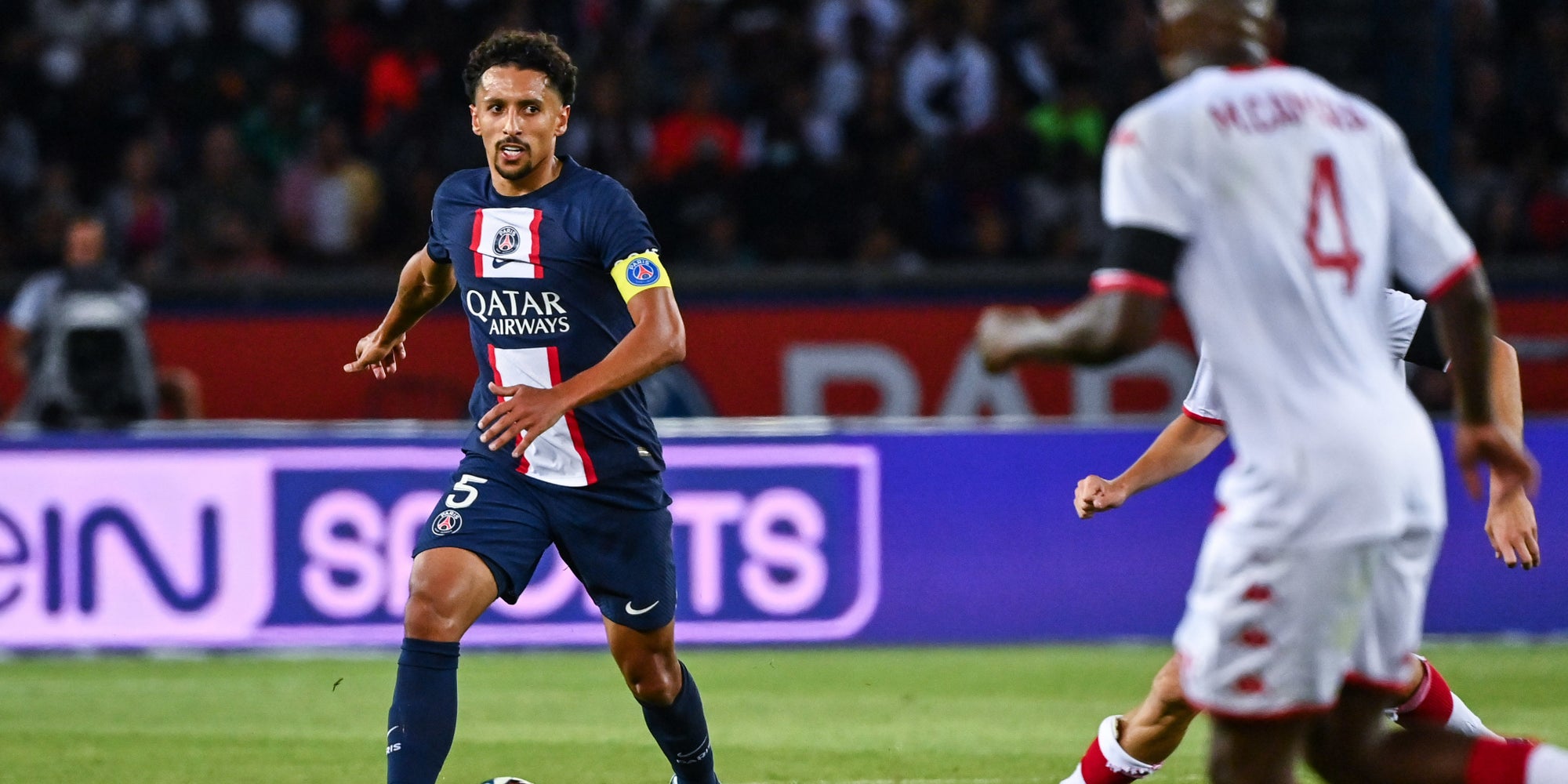 Le capitaine parisien Marquinhos lors du match de Ligue 1 PSG - Monaco, au Parc des Princes, le 28 août 2022.