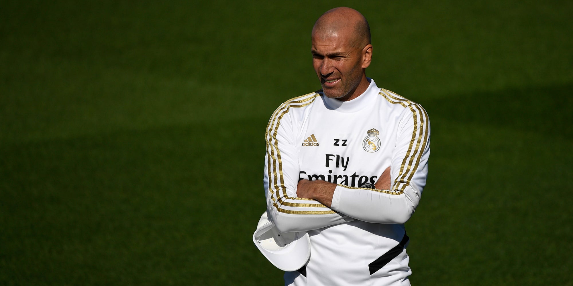 Zinédine Zidane lors d'une session d'entraînement à Valdebebas Sport City à Madrid, le 27 septembre 2019.