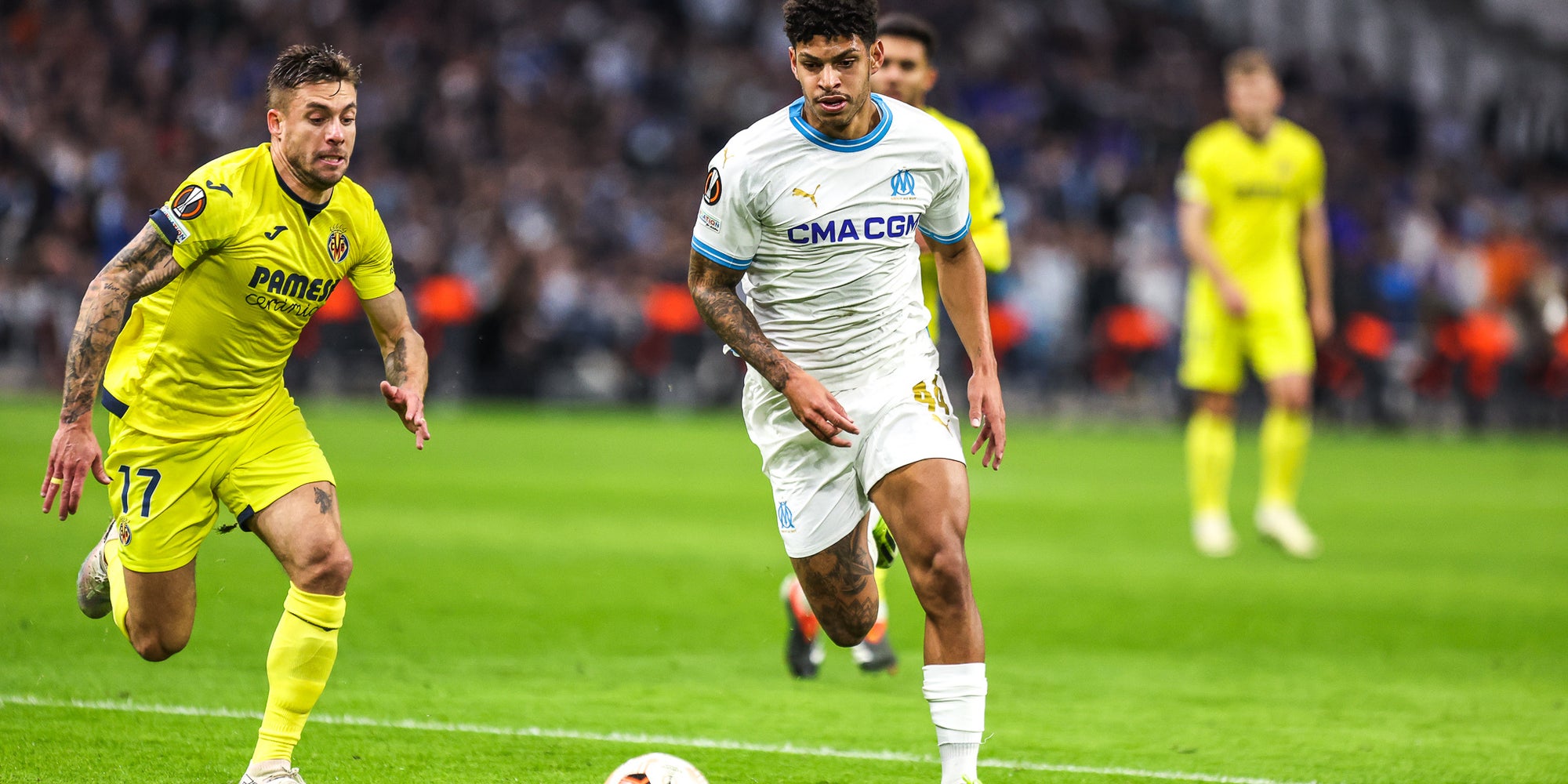 Luis Henrique lors du match de Ligue Europa entre Marseille et Villarreal, le 7 mars 2024 à l'Orange Vélodrome (Marseille).