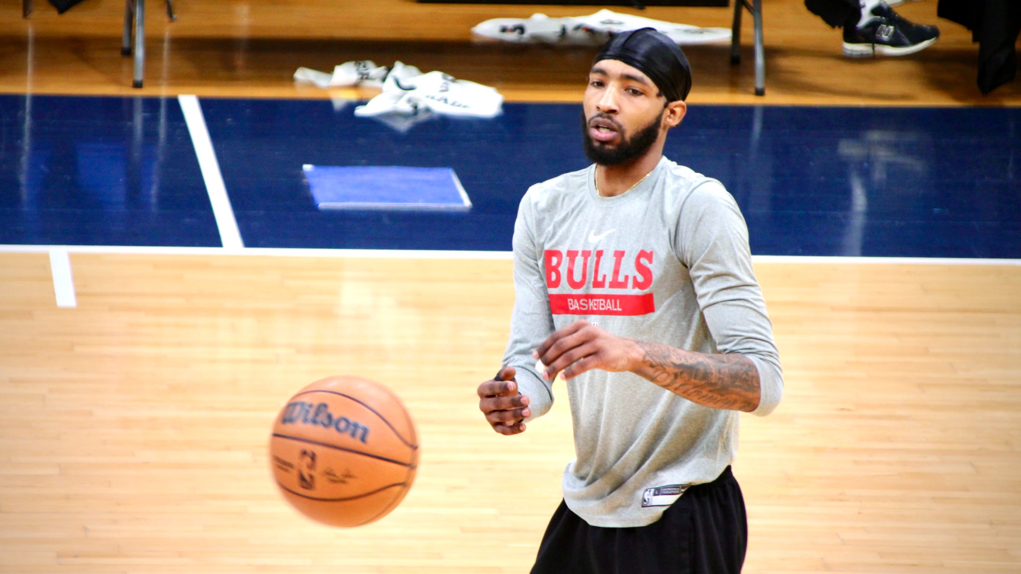 Derrick Jones Jr. à l'entraînement des Chicago Bulls, au Palais des Sports Marcel-Cerdan de Levallois, ce mercredi 18 janvier 2023.