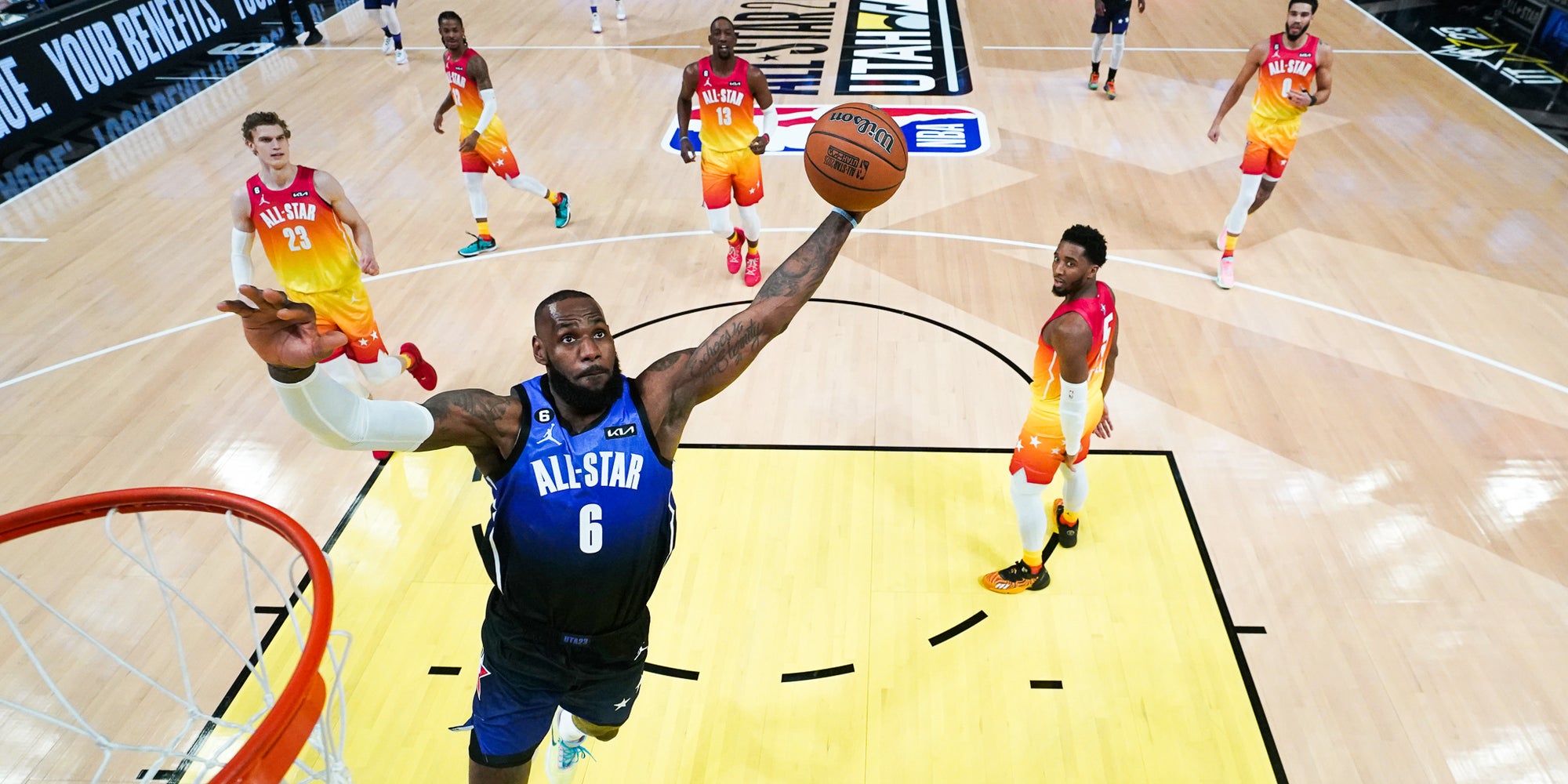 LeBron James lors du NBA All-Star Game 2023, à la Vivint Arena de Salt Lake City (Utah), le 19 février 2023.