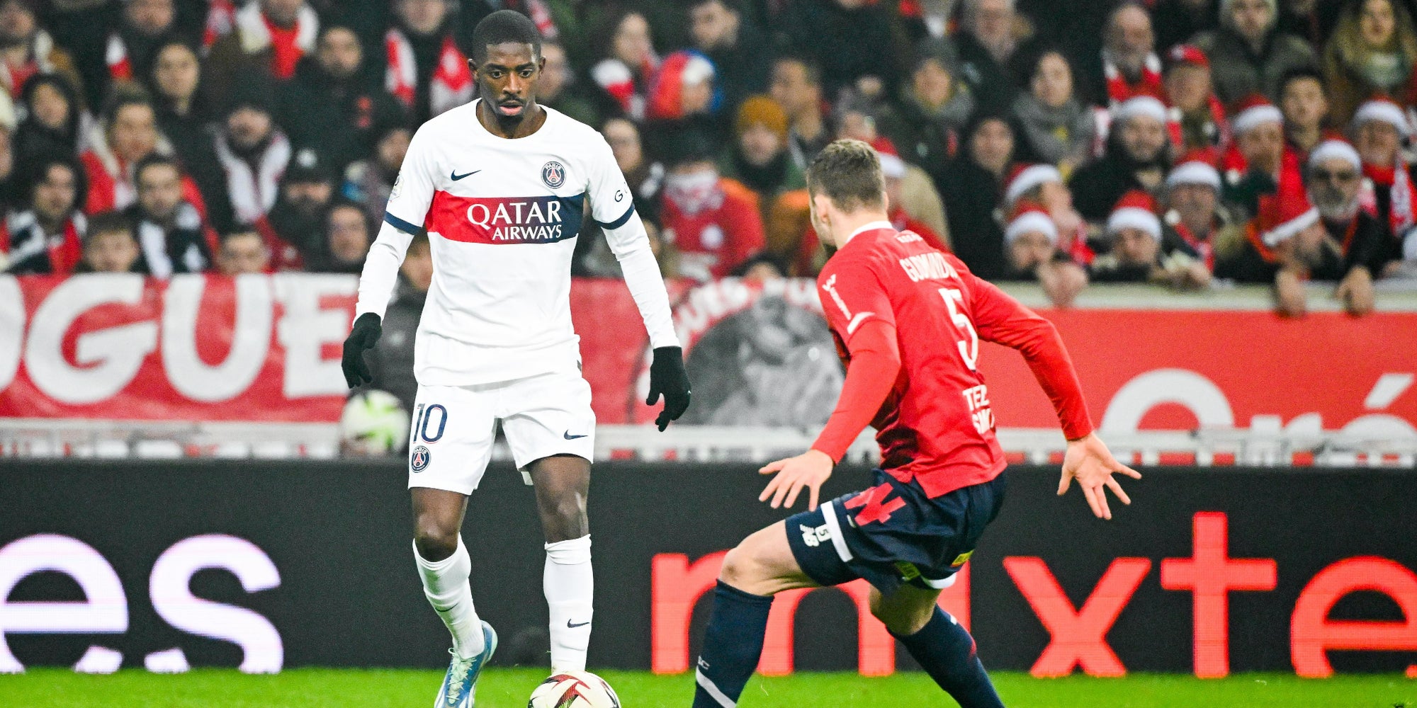 Ousmane Dembélé lors de la rencontre entre le LOSC et le PSG, le 17 décembre 2023 au Stade Pierre Mauroy (Lille). 