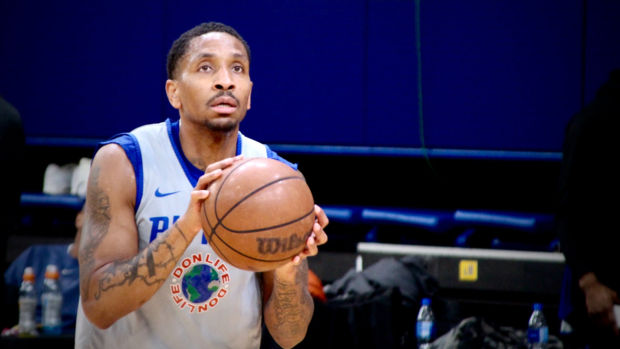 Rodney McGruder à l'entraînement des Detroit Pistons, au Palais des Sports Marcel-Cerdan de Levallois, ce mercredi 18 janvier 2023.