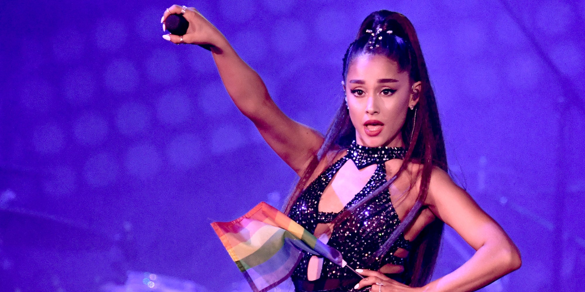 La chanteuse Ariana Grande sur la scène des iHeartRadio en juin 2018.