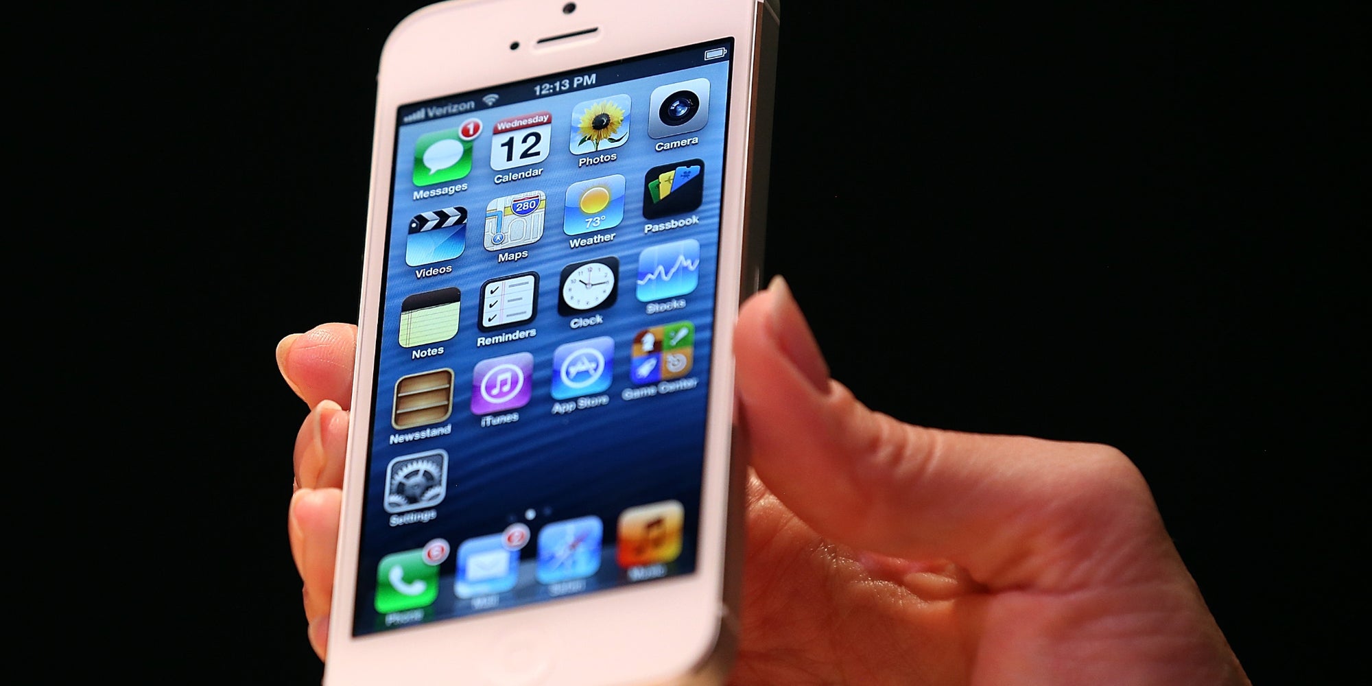 L'iPhone 5 lors de sa présentation au Yerba Buena Center de San Francisco, le 12 septembre 2012