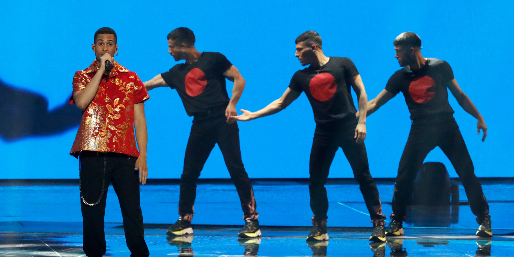 Mahmood, candidat italien à l’Eurovision 2019, et sa chanson “Soldi”, à Tel Aviv en Israël.