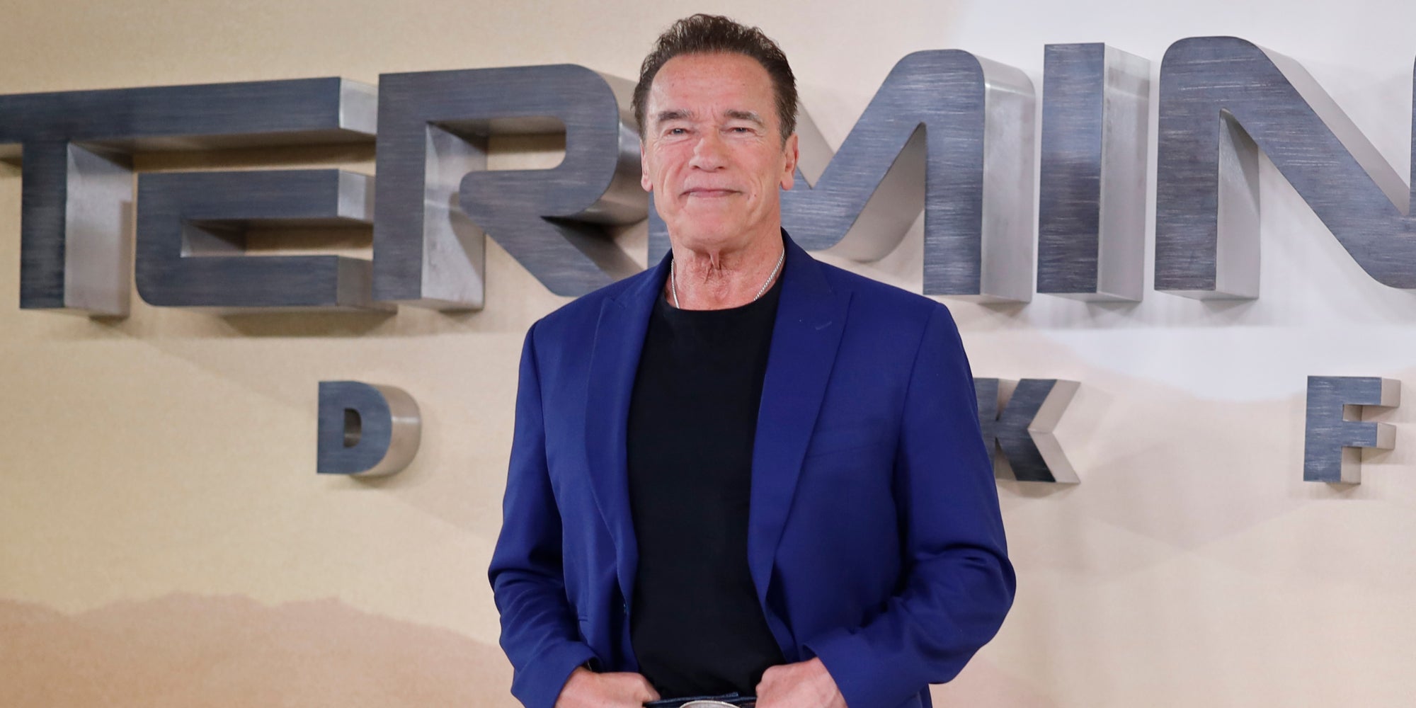 Arnold Schwarzenegger lors de la promotion de "Terminator: Dark Fate" à Londres, le 17 octobre 2019.