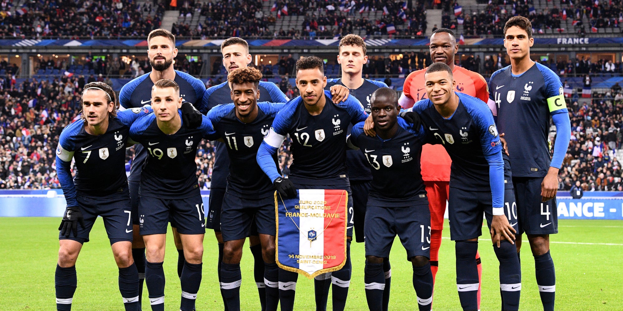 L'équipe de France de football avant le match de qualification pour l'Euro 2020 face à la Moldavie, le 14 novembre 2019