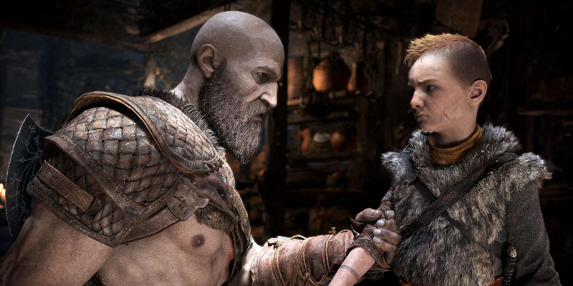 Kratos et son fils Atreus dans God of War, le jeu vidéo que Netflix pourrait adapter en série