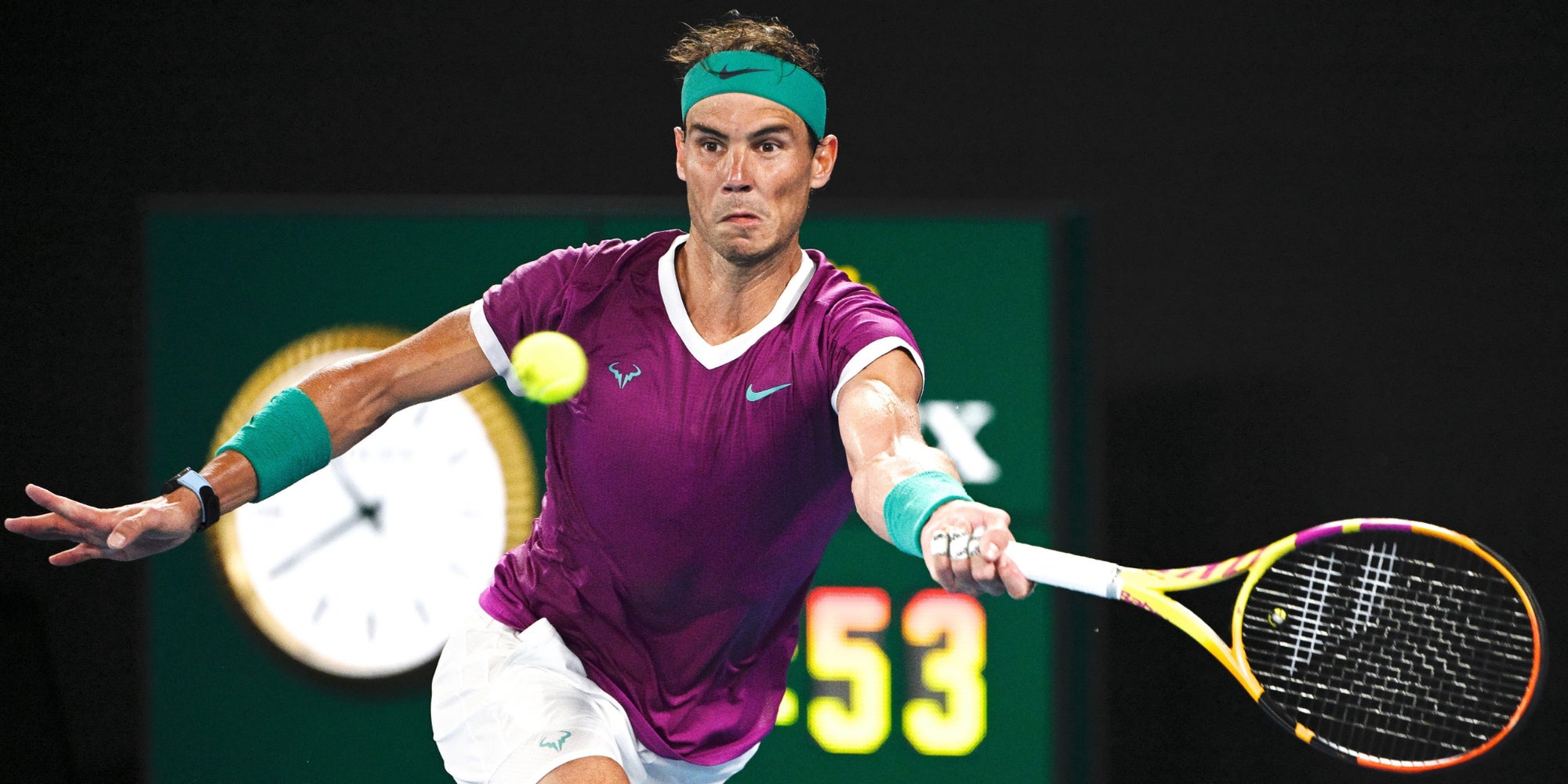 Rafael Nadal lors de sa finale contre Daniil Medvedev à l'Open d'Australie, à Melbourne, le 30 janvier 2022.