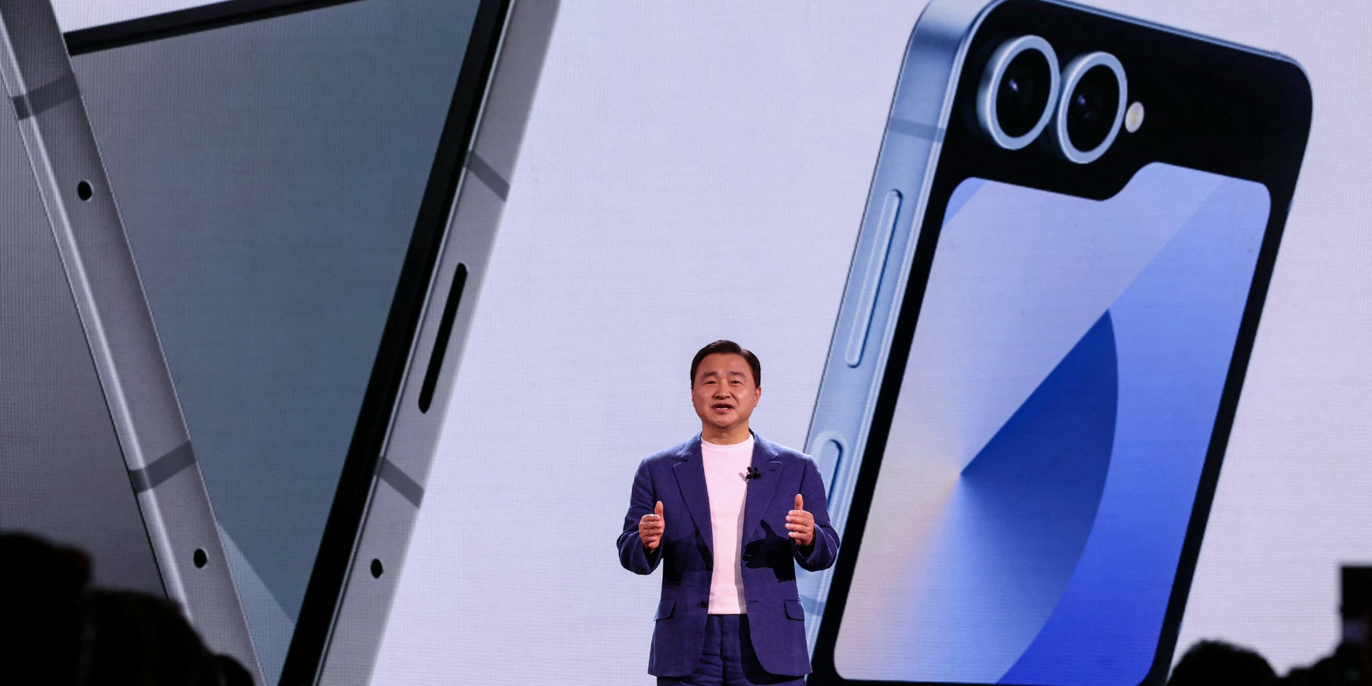 Roh Tae-moon lors de la Samsung Galaxy Unpacked de l'été 2024, le 10 juillet 2024 au Carrousel du Louvre (Paris). 