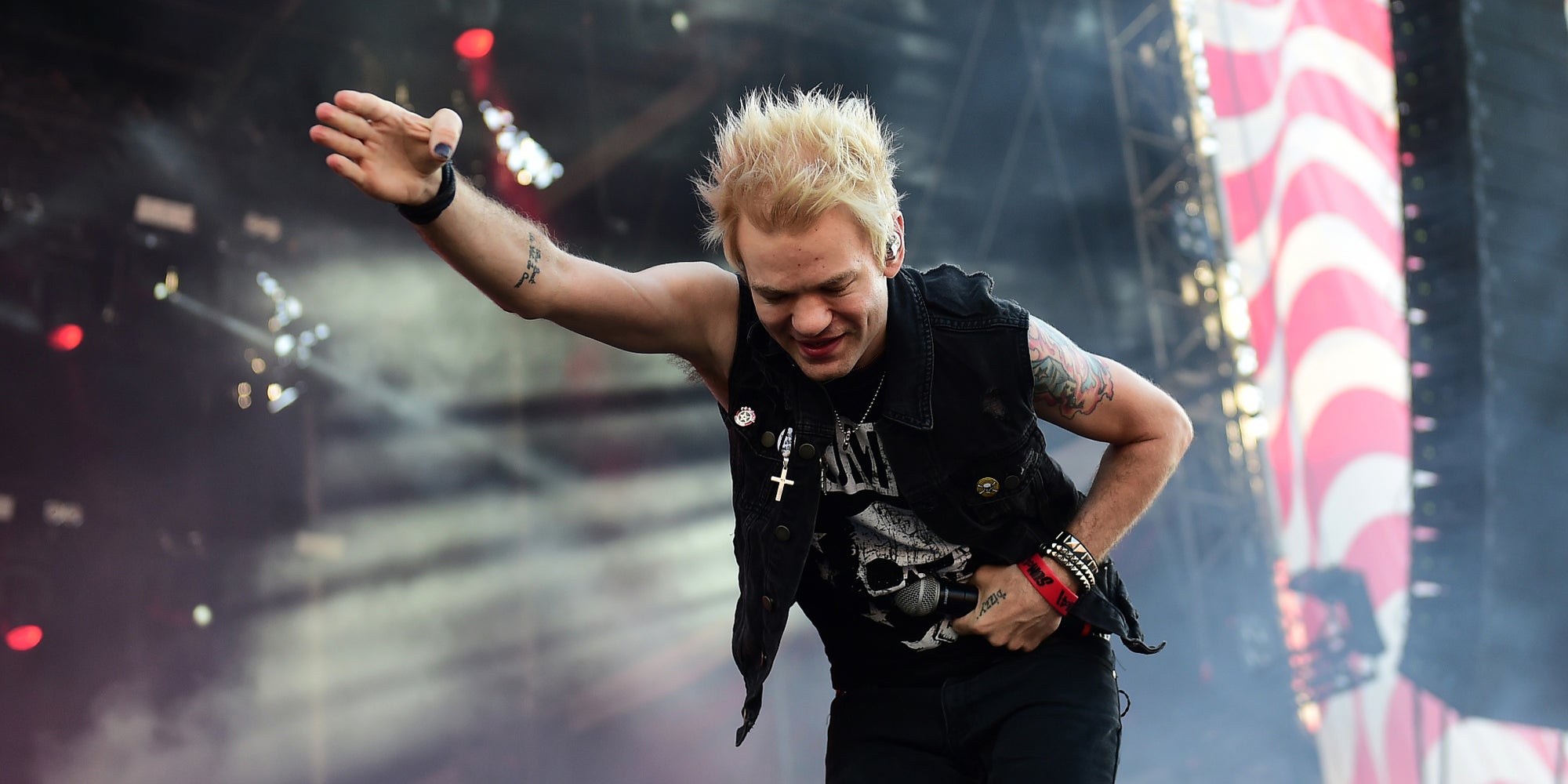 Derick Whibley, le chanteur du groupe Sum 41 au Sziget Fetsival de Budapest, le 14 août 2016