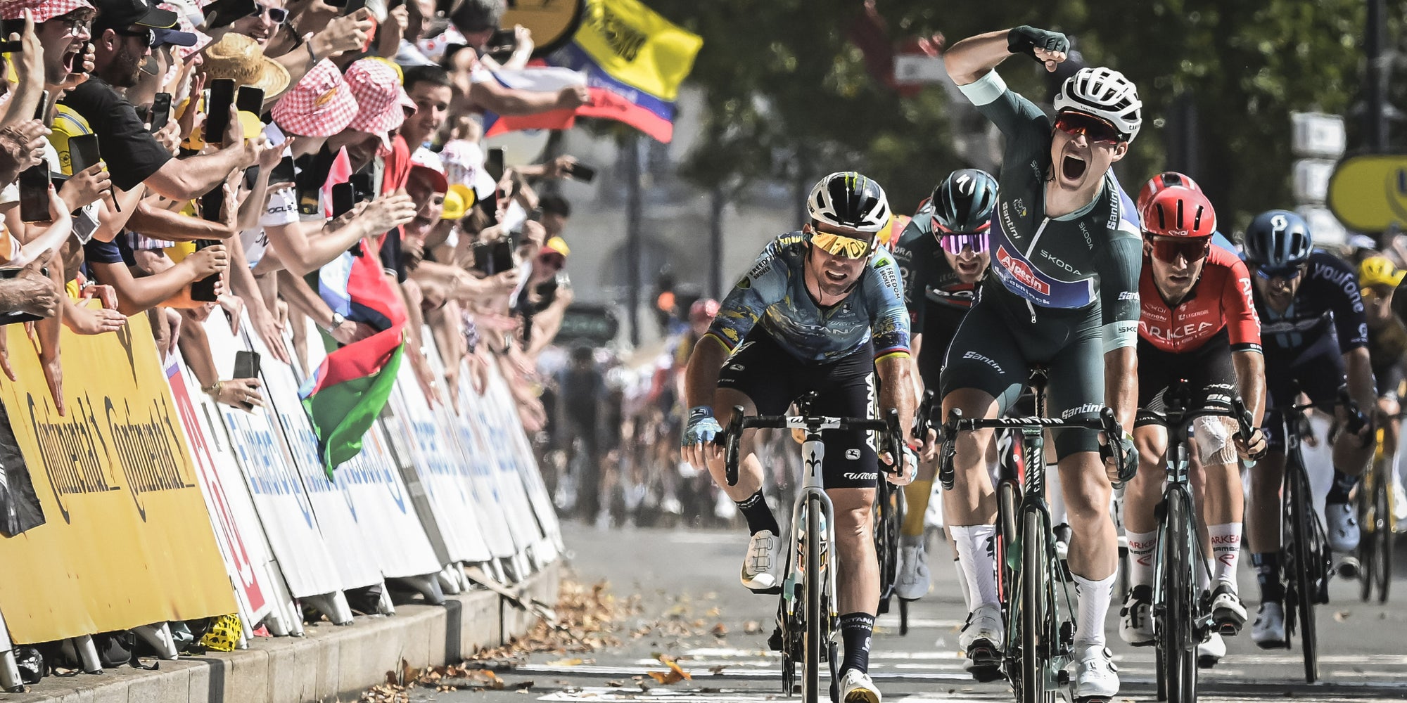 Jasper Philipsen lors de l'étape 7 (Mont-de-Marsan/Bordeaux) du Tour de France 2023, le 7 juillet dernier.
 