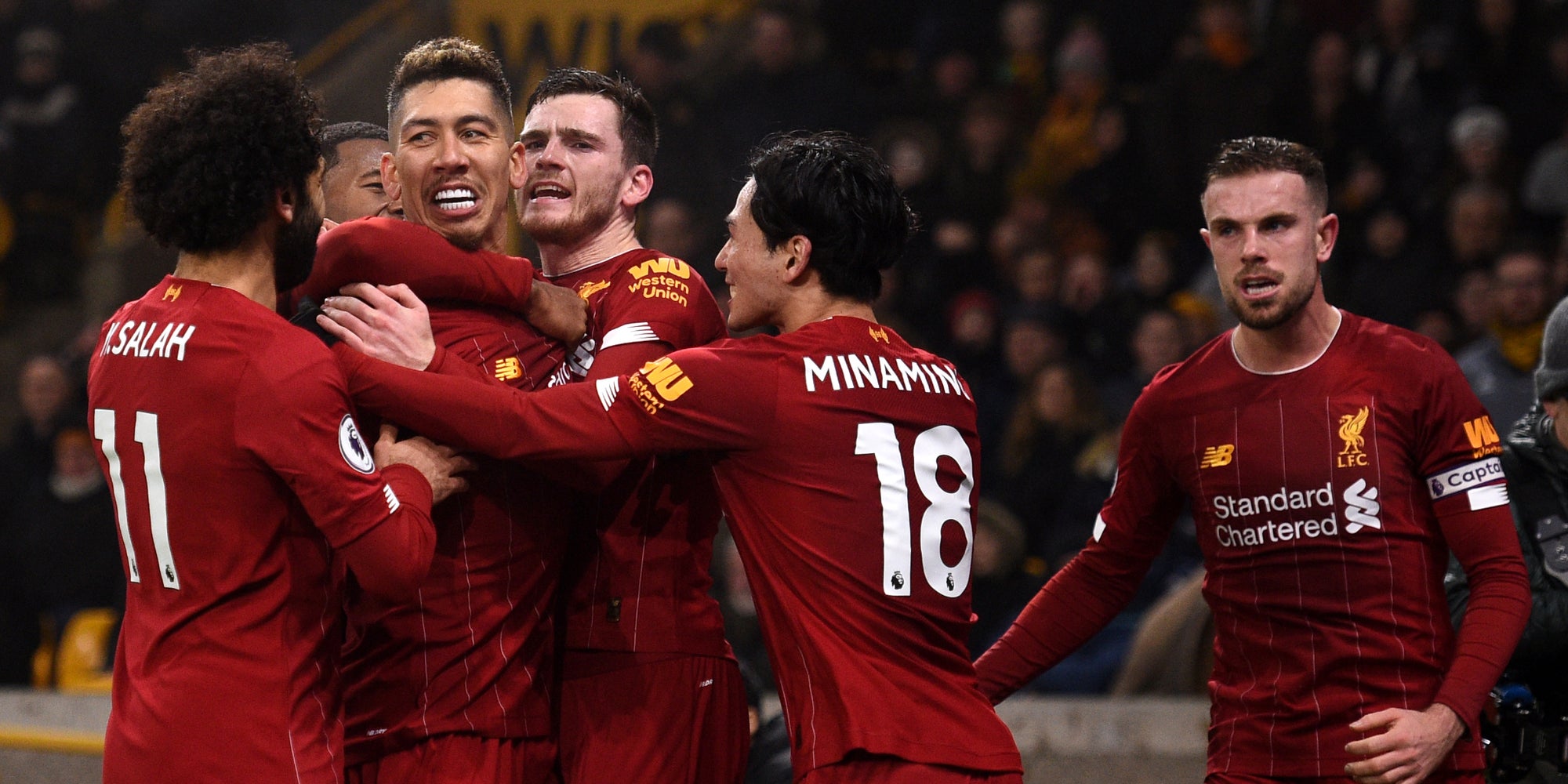 Les joueurs de Liverpool lors de la victoire à Wolverhampton, le 23 janvier 2020