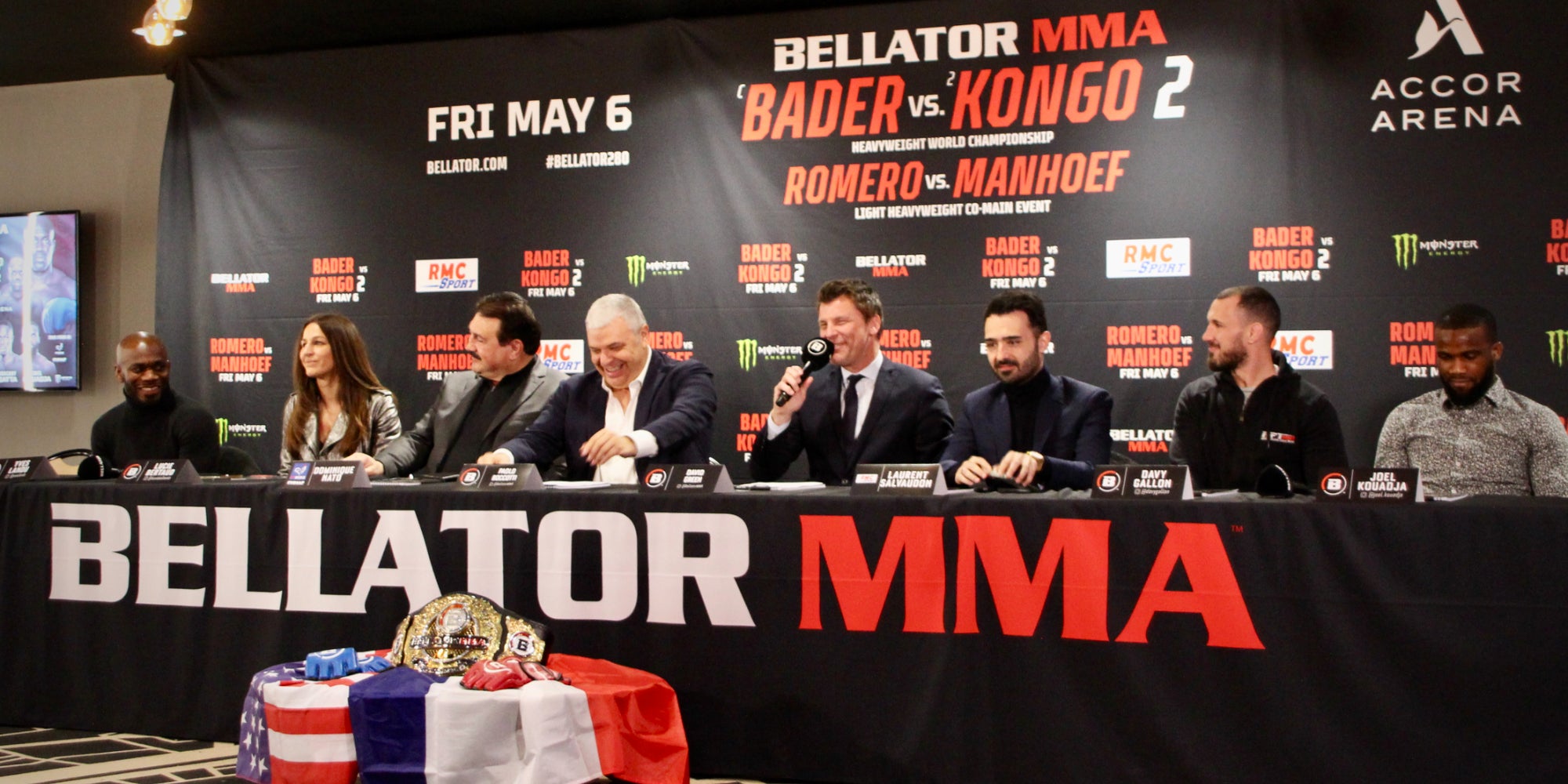 Conférence de presse organisée le 30 mars 2022 pour le prochain Bellator Paris, qui se tiendra le 6 mai 2022 à l'Accor Arena.
