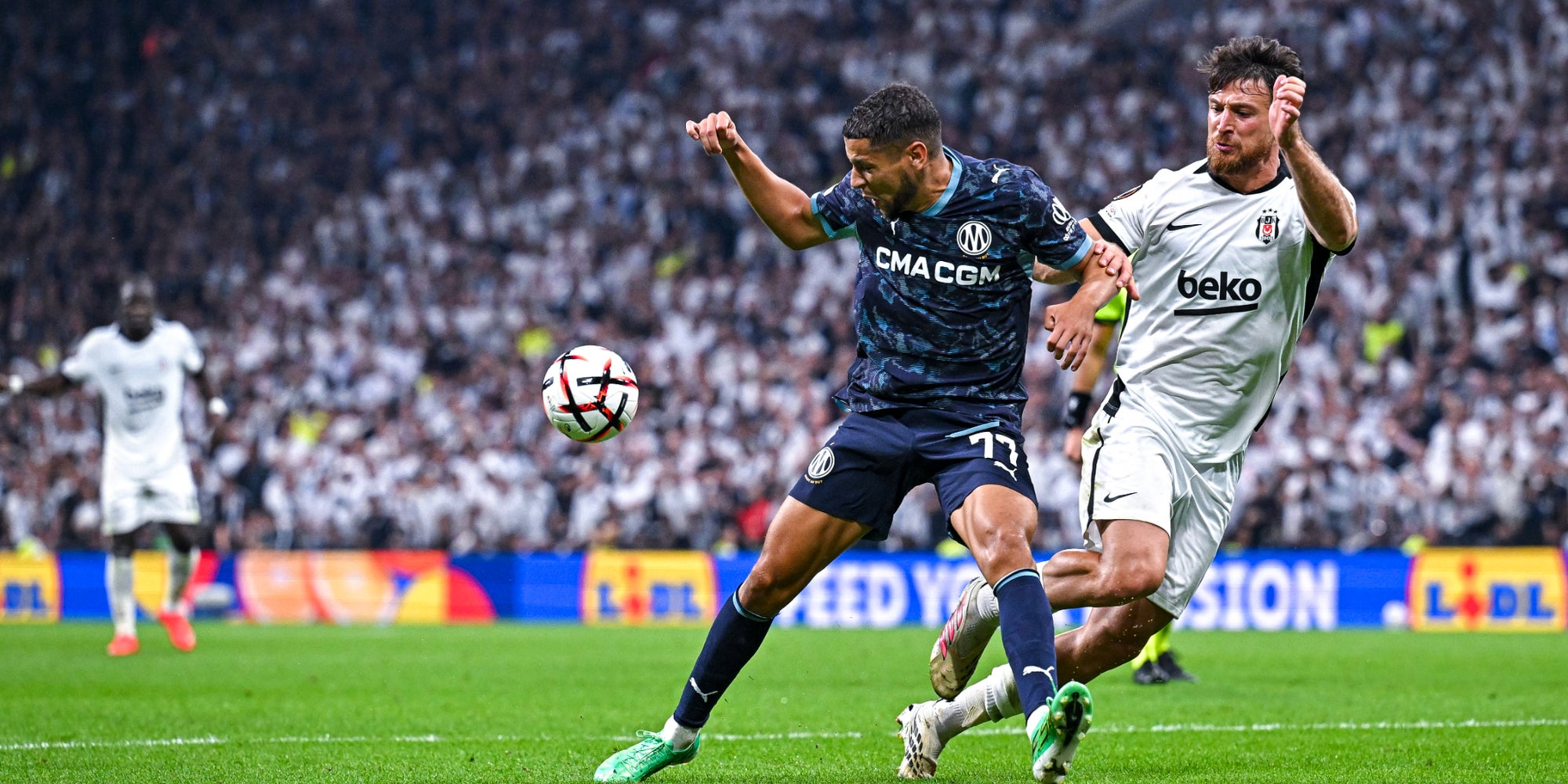 Le Marseillais Amine Harit lors du match de Ligue Europa entre le Besiktas et l'OM à Istanbul, le 17 septembre 2026.