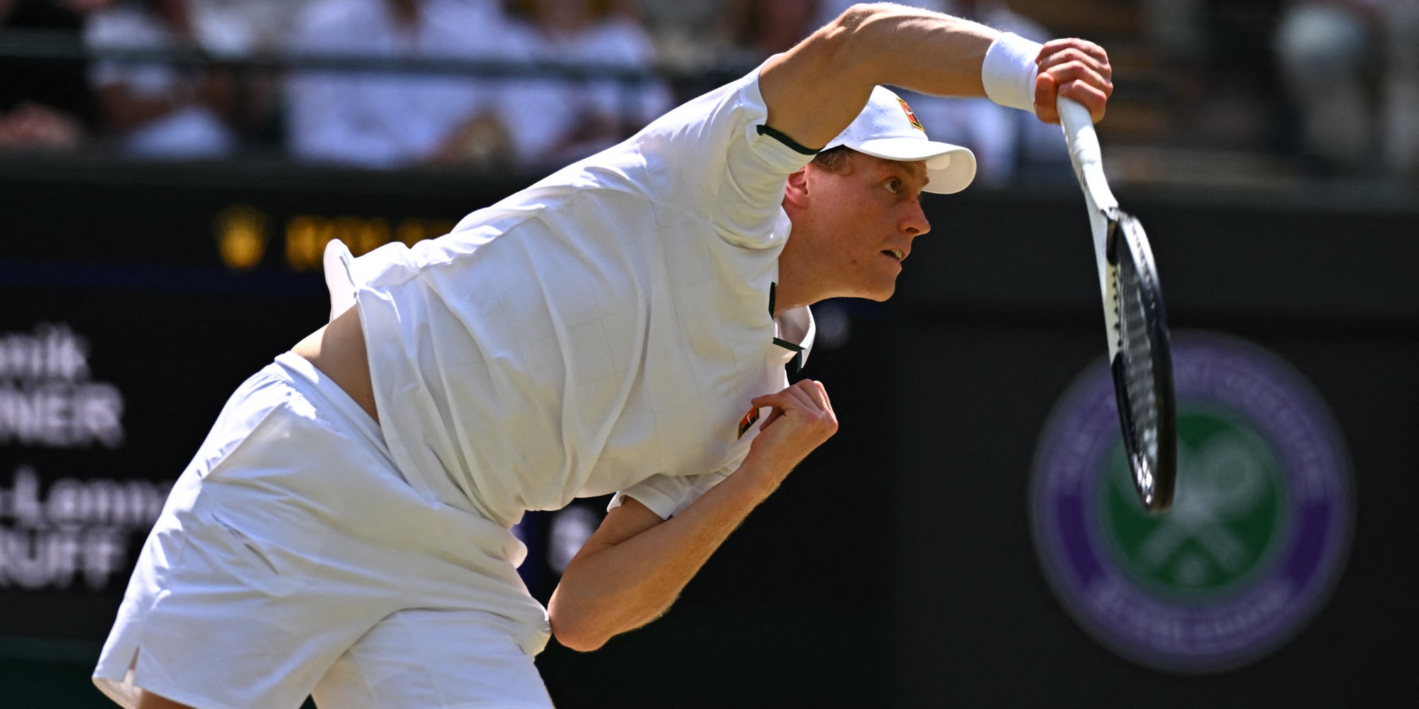 Jannik Sinner, lors de son quart de finale à Wimbledon, Londres, le 7 juillet 2026.