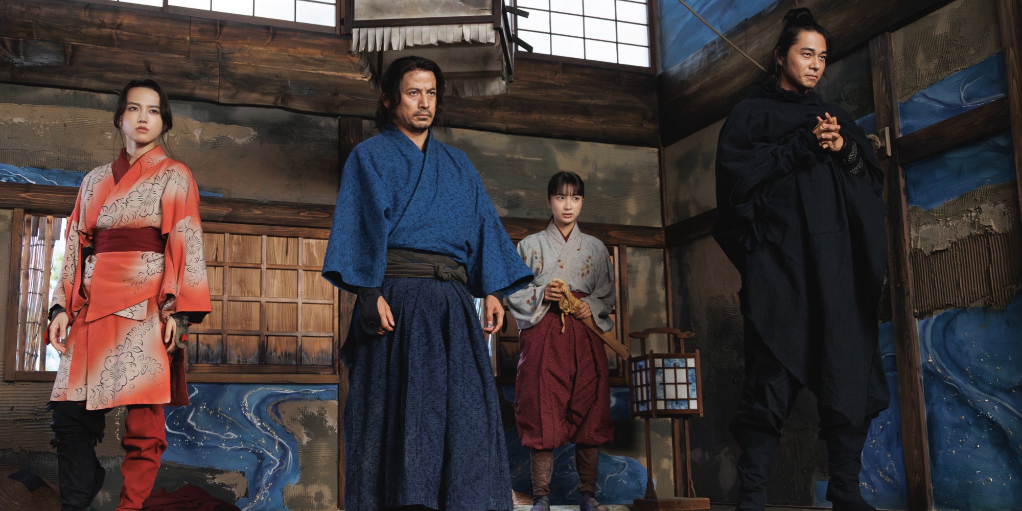 Junichi Okada, Yumia Fujisaki, Kaya Kiyohara et Masahiro Higashide dans ''Last Samurai Standing''.