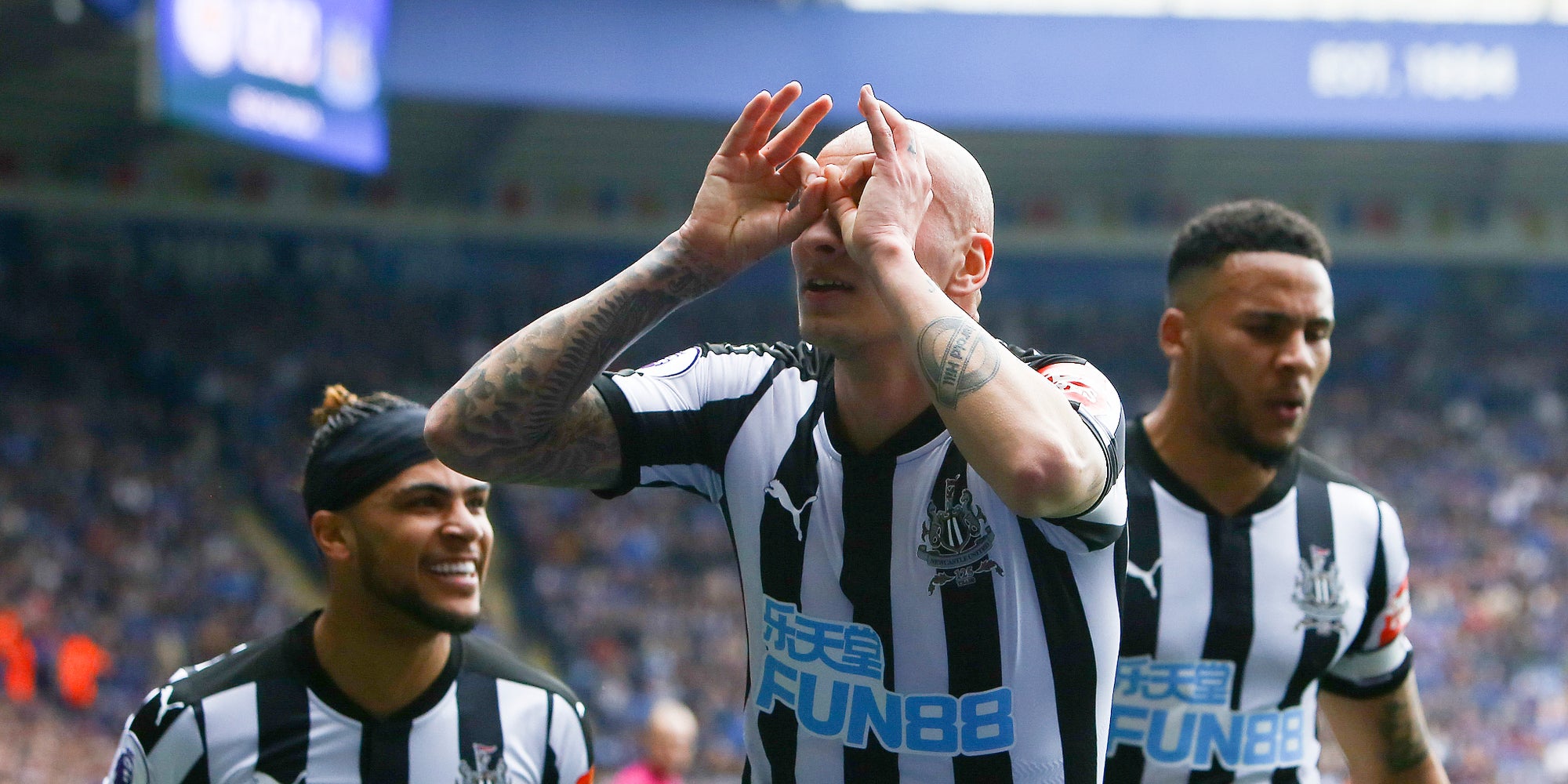 Les joueurs de Newcastle lors d'un match de Premier League à Leicester, le 7 avril 2018