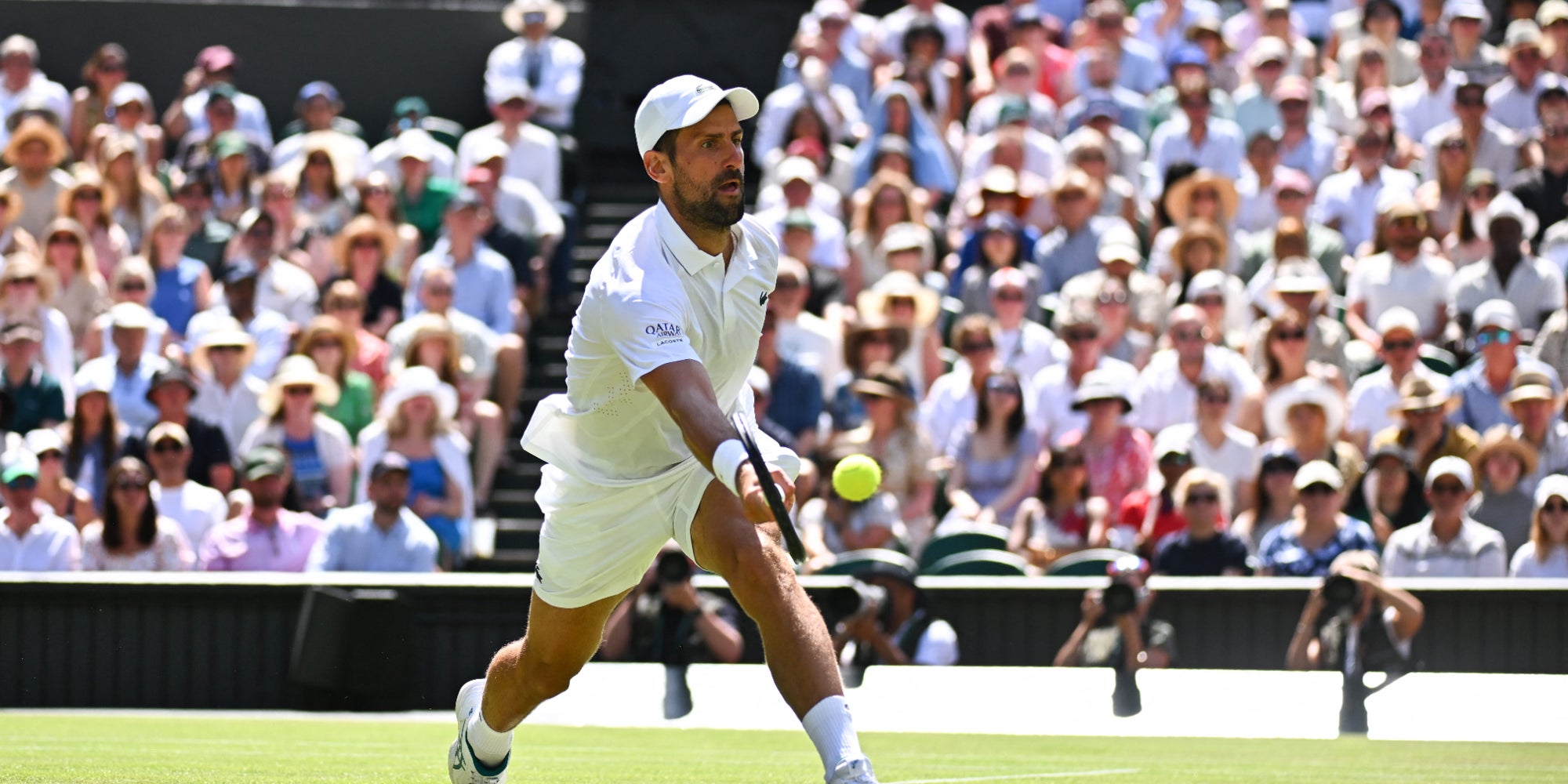 Novak Djokovic, lors de son match du 4e tour à Wimbledon, le 5 juillet 2026 à Londres.