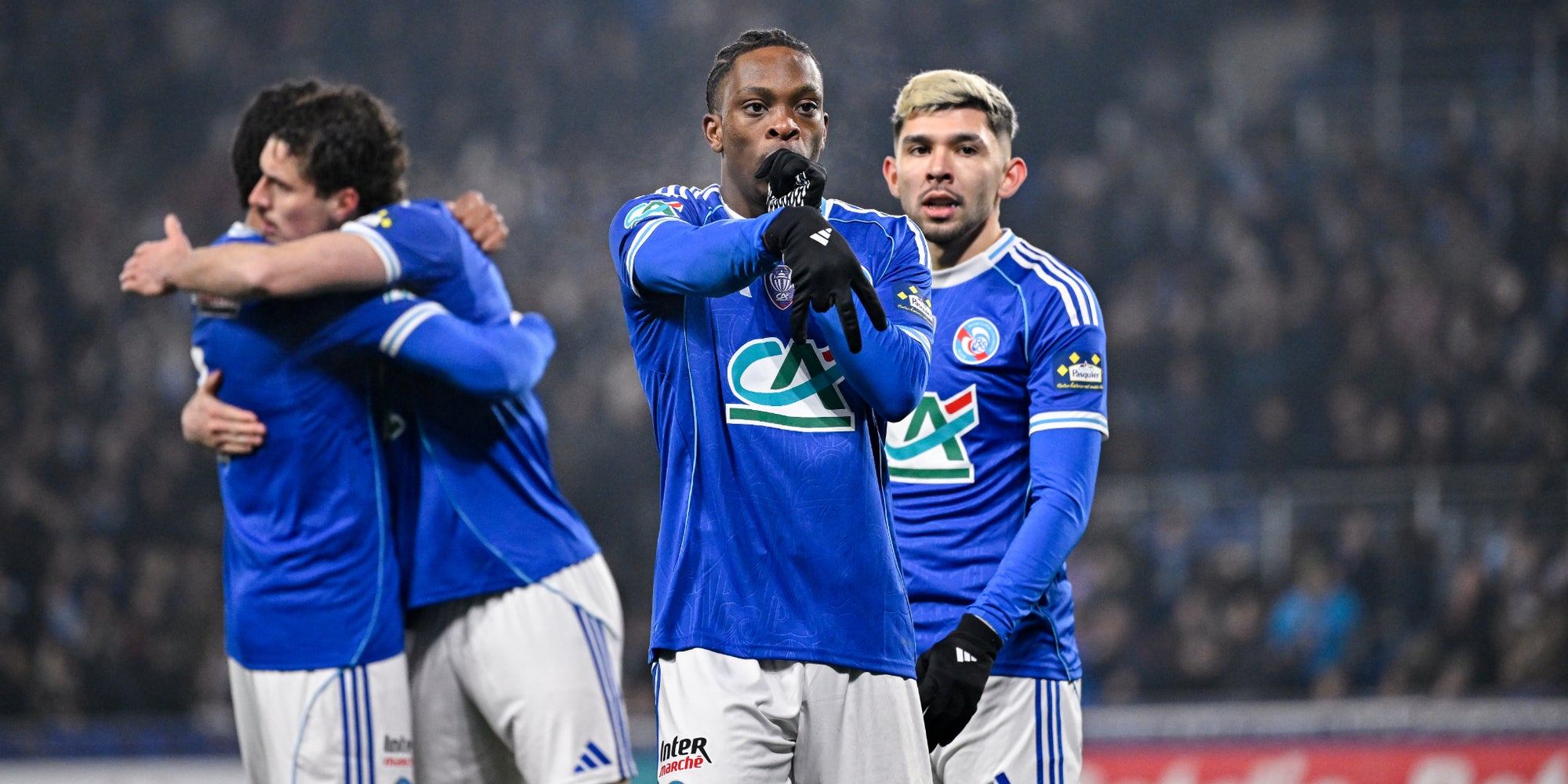 Fabrice-Martial Godo lors du 8e de finale de Coupe de France entre Strasbourg et Monaco, le 5 février 2026 au Stade de la Meinau (Strasbourg).