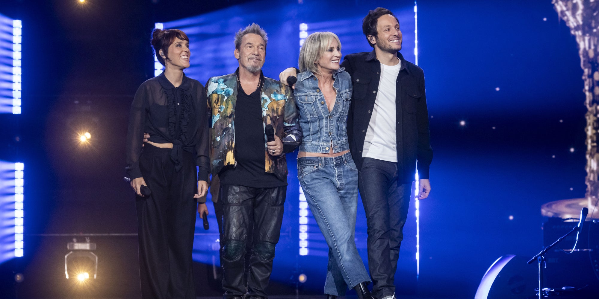 Les quatre coaches de la saison 14 de The Voice (de gauche à droite) : Zaz, Florent Pagny, Patricia Kaas et Vianney.