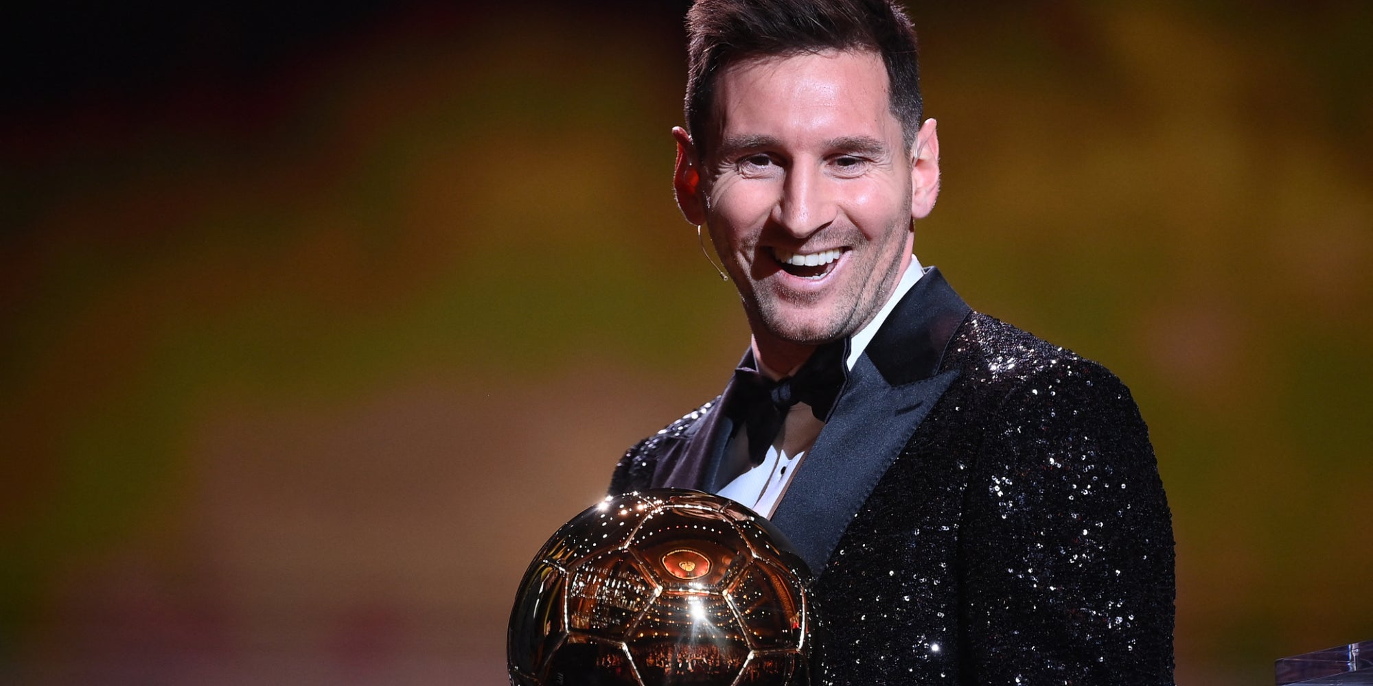 Lionel Messi, vainqueur du Ballon d'Or France Football 2021, le 29 novembre au Théâtre du Châtelet, Paris
