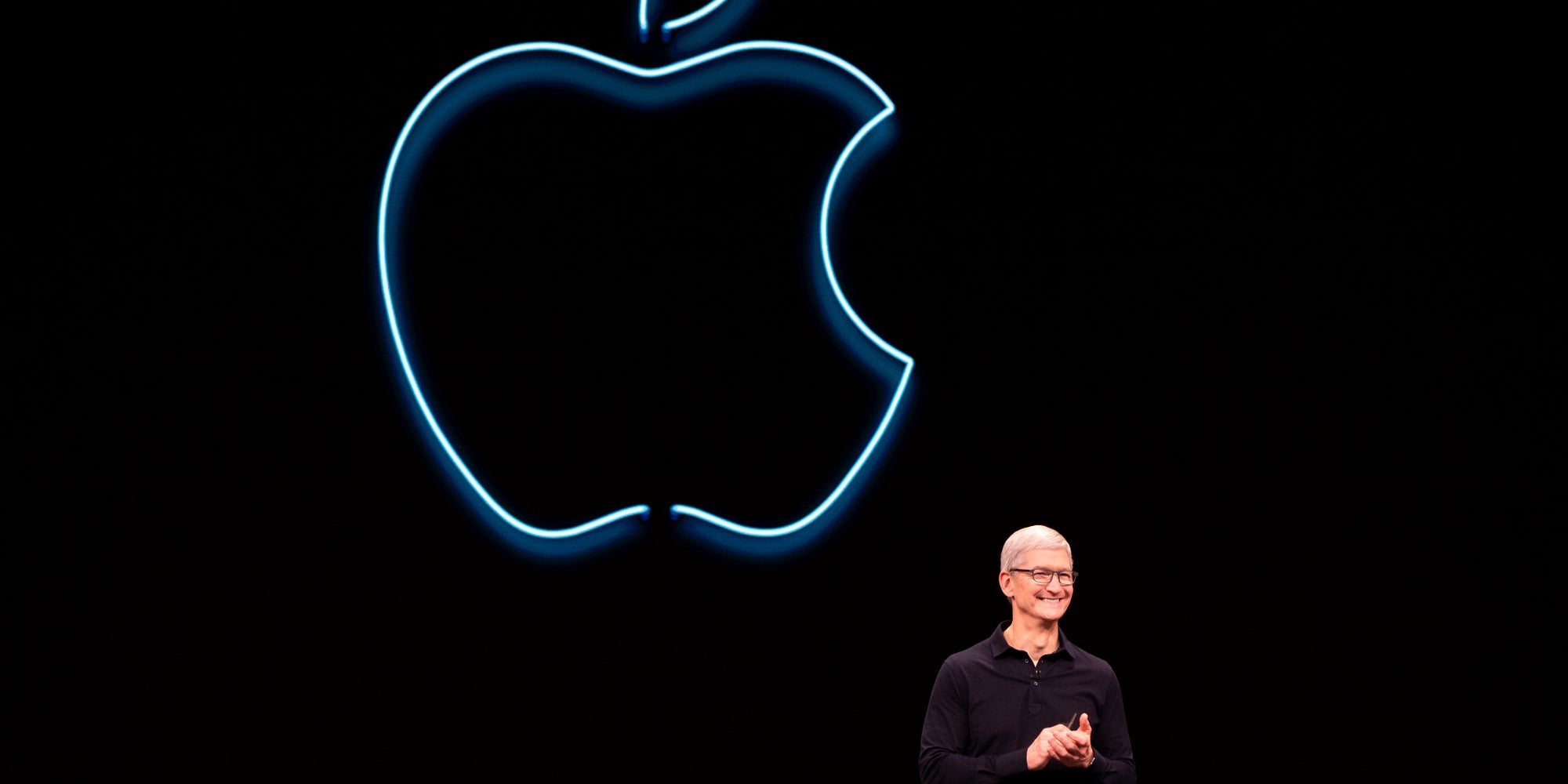 Le patron d'Apple, Tim Cook, lors d'une Keynote à la WWDC, à San Jose, le 3 juin 2019.