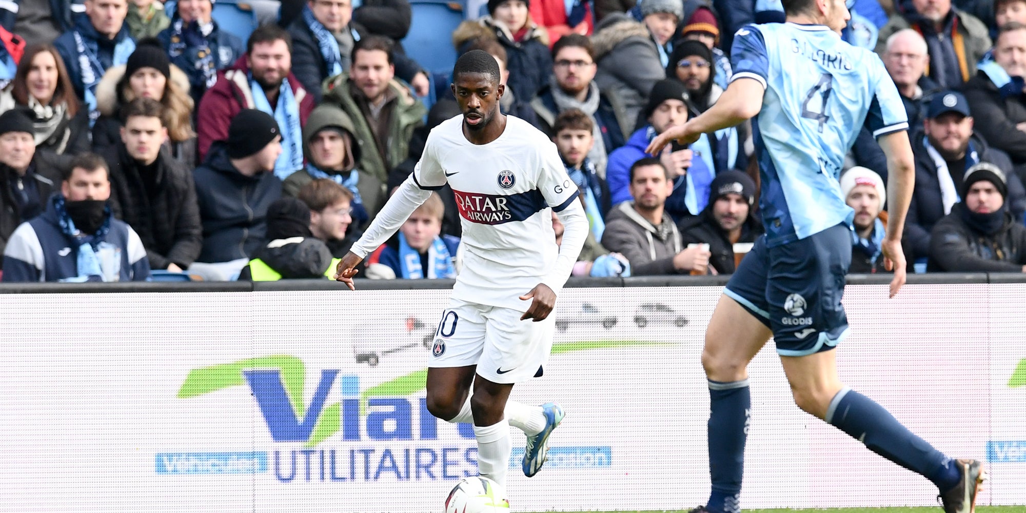 Ousmane Dembélé lors du match de Ligue 1 entre Le Havre et le Paris Saint-Germain, le 3 décembre 2023 au Stade Oceane (Le Havre).