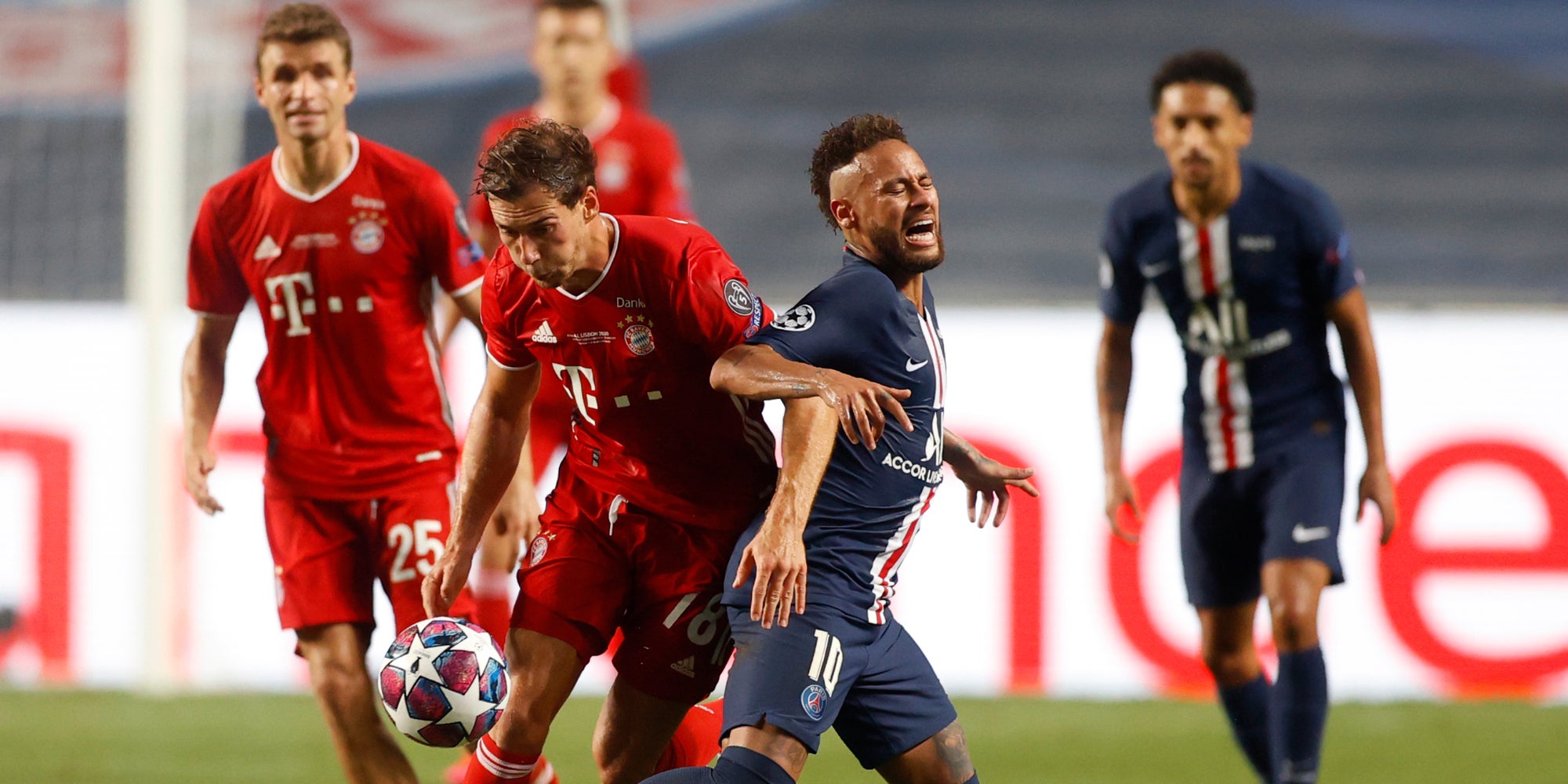 Neymar lors de la finale de Ligue des Champions PSG - Bayern Munich, le 23 août 2020 à Lisbonne