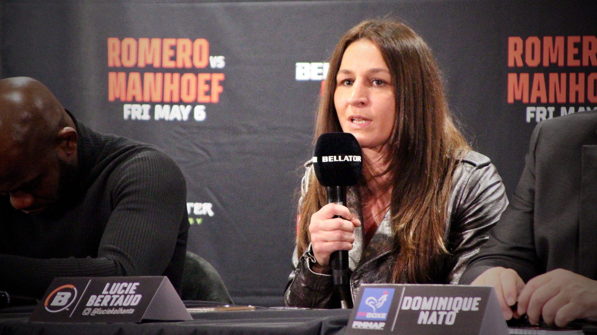 Lucie Bertaud, lors de la conférence de presse pour le Bellator Paris.