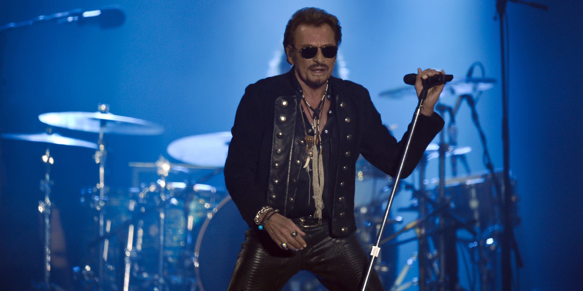 Johnny Hallyday sur la scène des Francofolies en 2015.