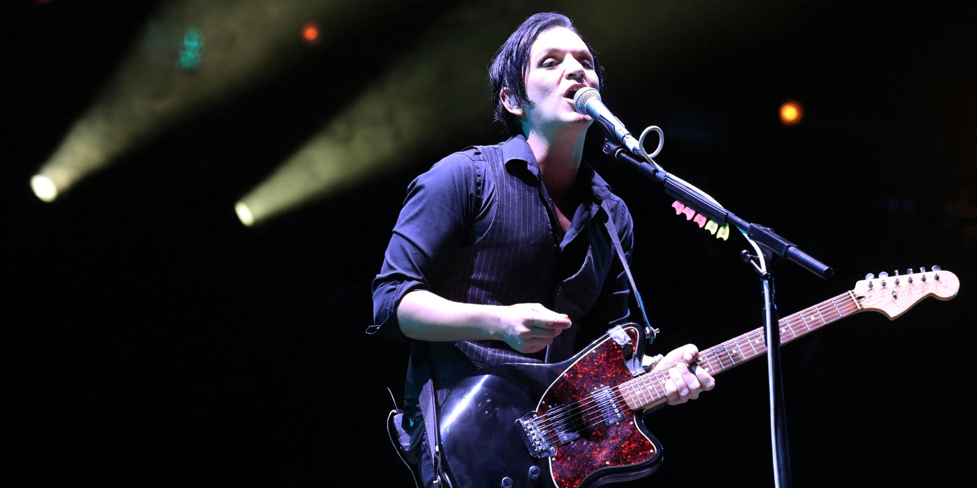 Brian Molko de Placebo sur la scène de Rock en Seine, le 24 août 2021 à Saint-Cloud