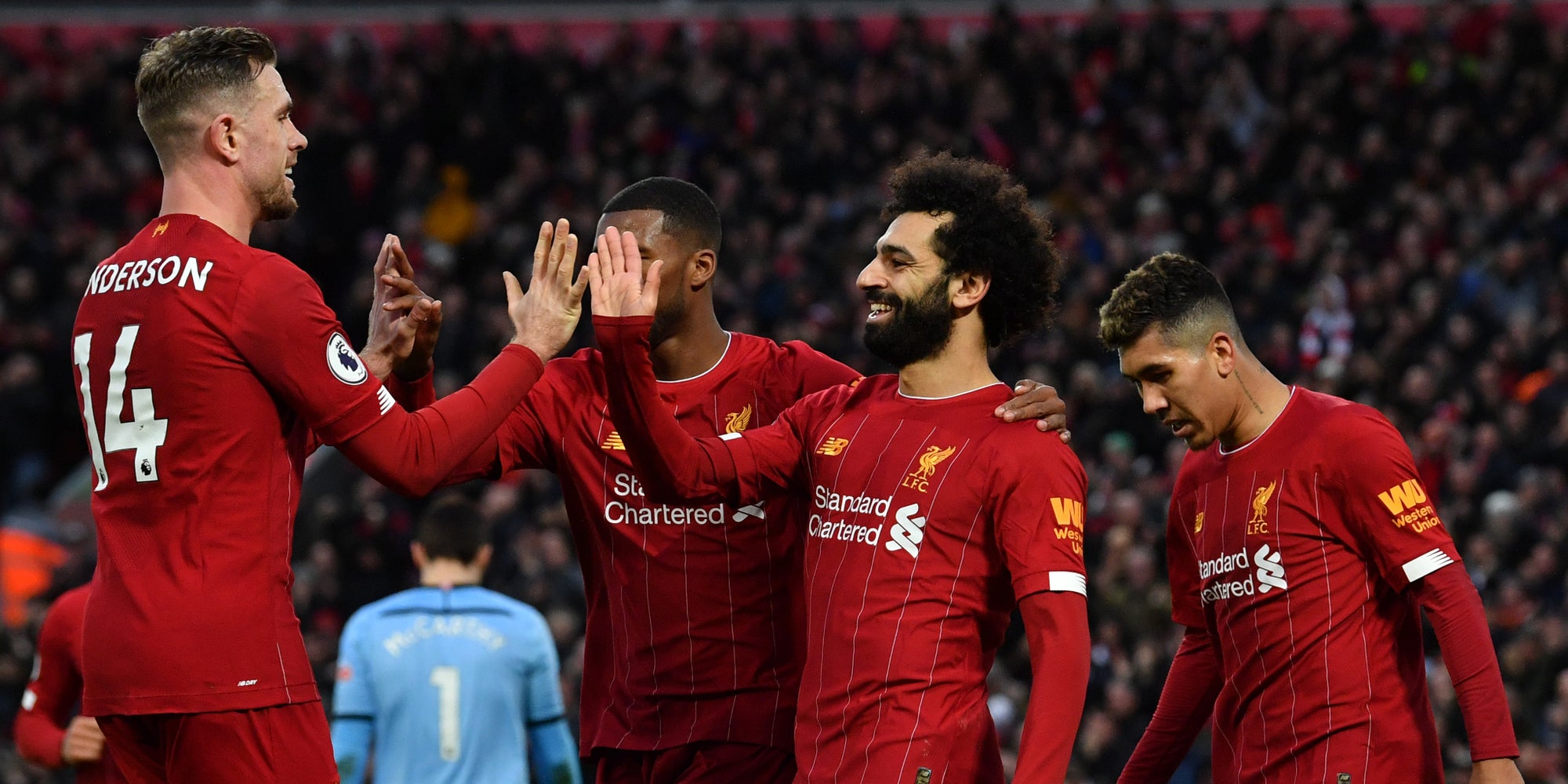 Les joueurs de Liverpool face à Southampton lors de leur victoire 4-0 à Anfield, le 1er février 2020