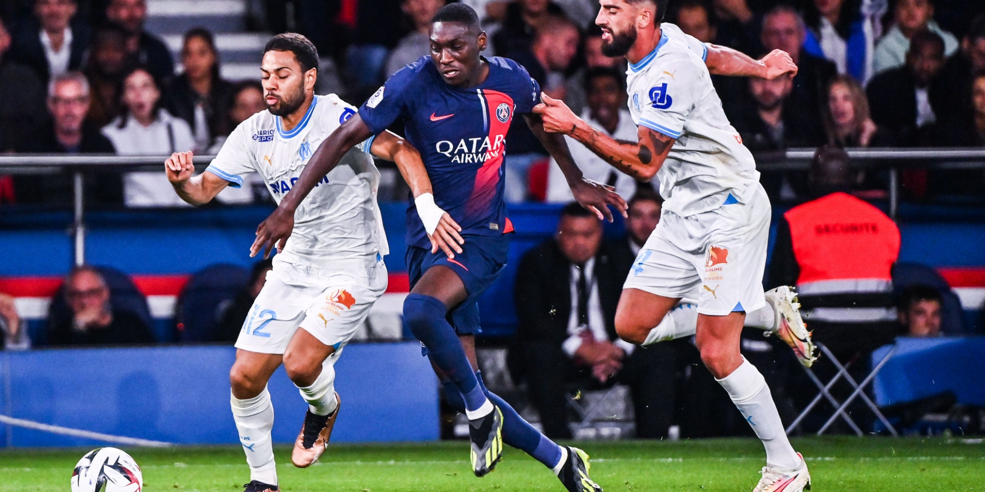 Randal Kolo Muani lors de PSG-OM, le 24 septembre 2023 au Parc des Princes (Paris), à l'occasion de la 6e journée de Ligue 1.