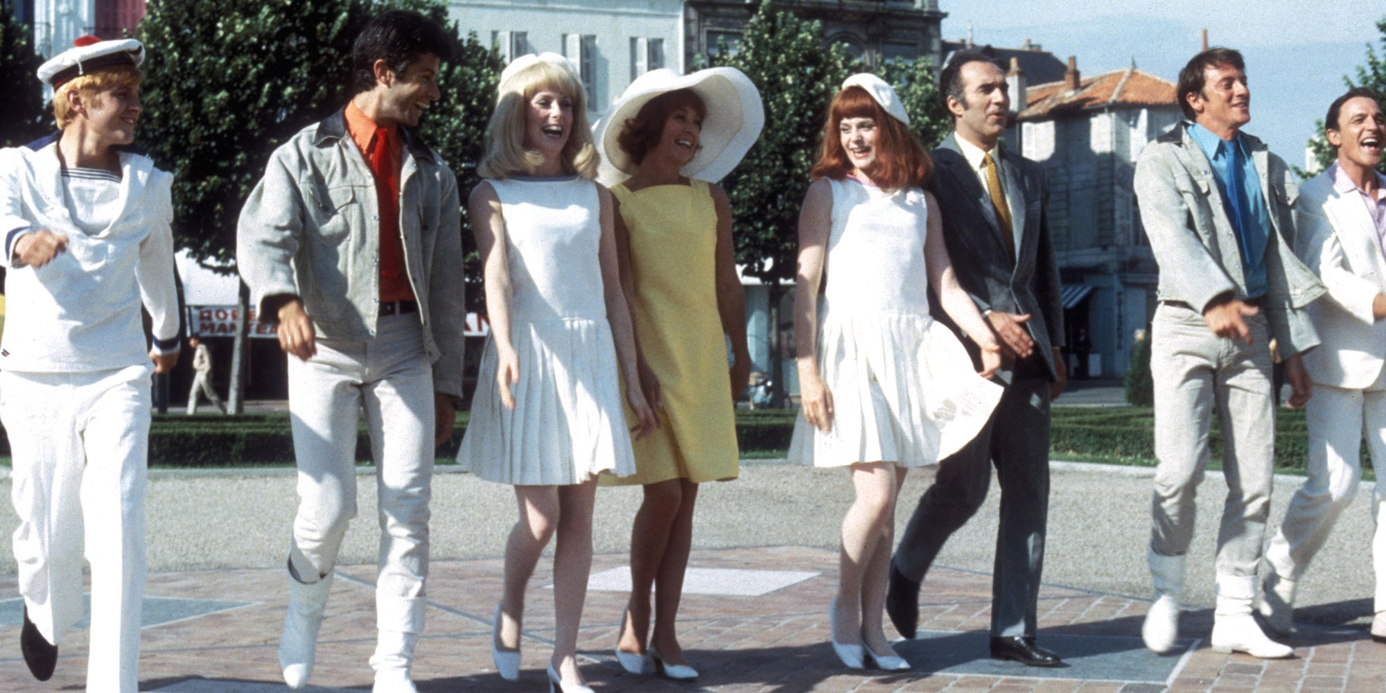 Jacques Perrin, George Chakiris, Catherine Deneuve, Danielle Darrieux, Françoise Dorléac, Michel Piccoli, Grover Dale et Gene Kelly dans "Les Demoiselles de Rochefort".