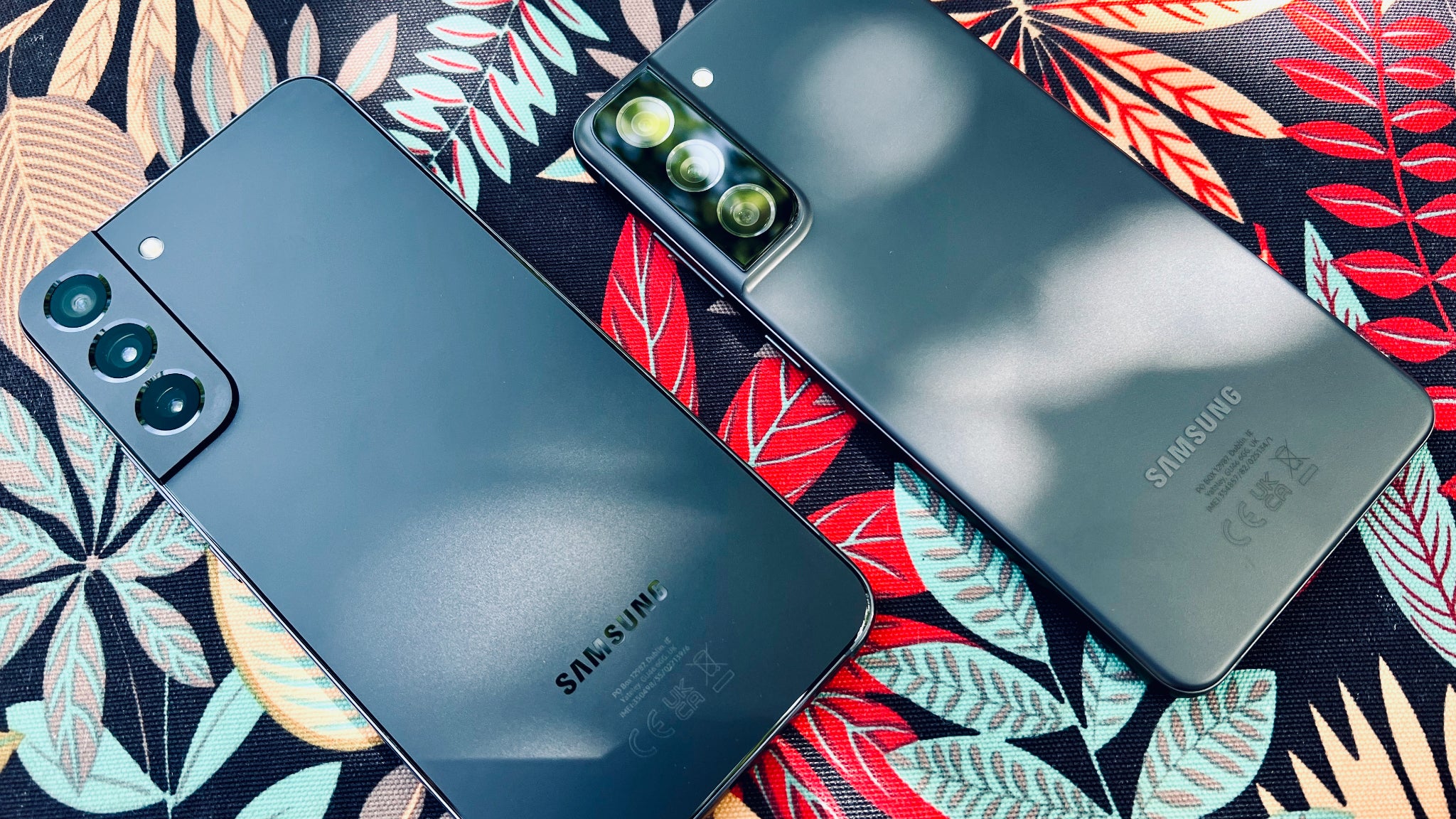 À gauche, le Samsung Galaxy S22+. À droite, le Samsung Galaxy S21 FE. La différence n'est pas flagrante.