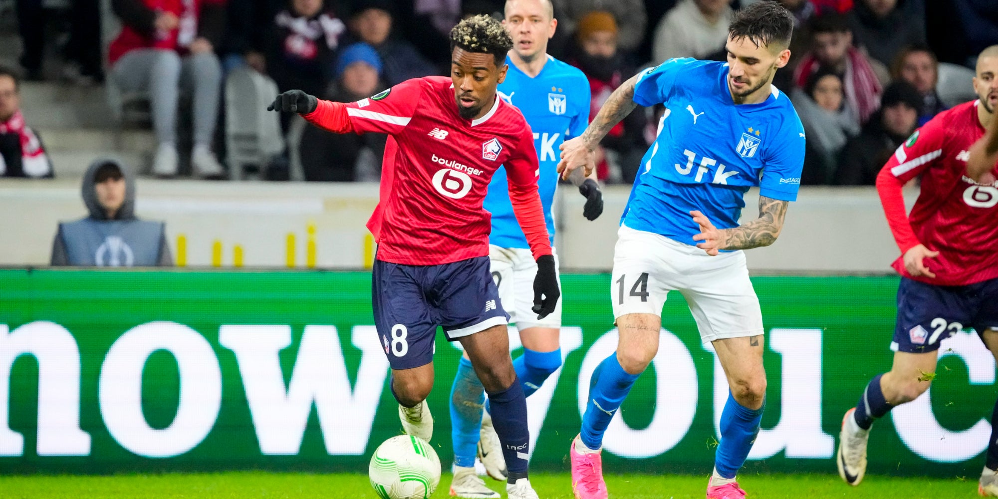 Angel Gomes lors du match de Ligue Europa Conférence entre le LOSC et KI Klaksvik, le 14 décembre 2023 au Stade Pierre-Mauroy (Lille).
