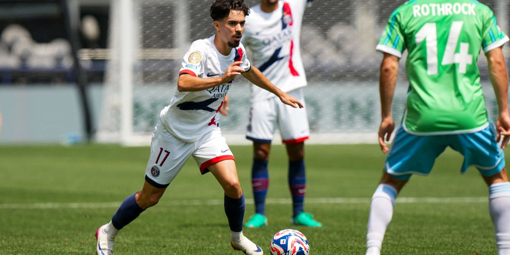 Vitinha lors du match de Coupe du monde des clubs opposant les Seattle Sounders au PSG, le 23 juin au Lumen Field de Seattle (Washington).
