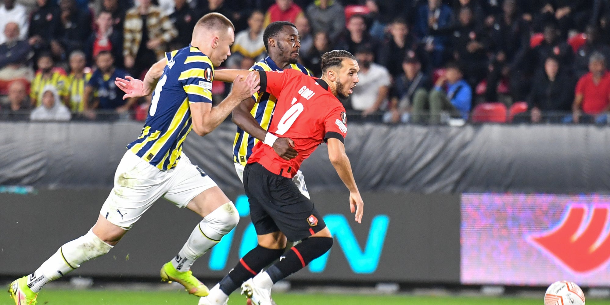 Amine Gouiri du Stade Rennais lors du précédent match contre Fenerbahce, en 2e journée de Ligue Europa, au Roazhon Park de Rennes, le 15 septembre 2022.