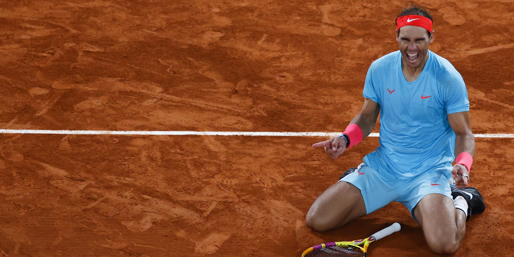 Rafael Nadal après sa victoire en finale de Roland-Garros face à Novak Djokovic, le 11 octobre 2020 à Paris.