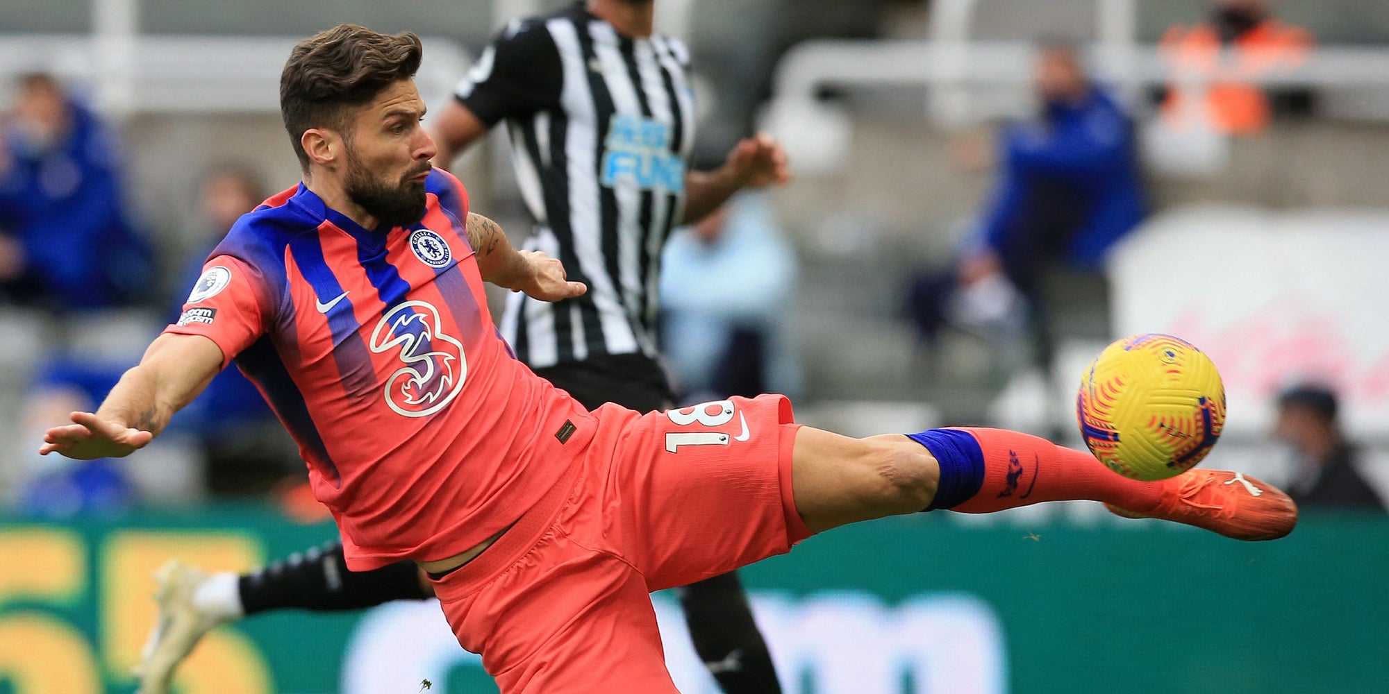 Olivier Giroud lors d'un match Newcastle United - Chelsea en Premier League, à Newcastle-upon-Tyne, le 21 novembre 2020.