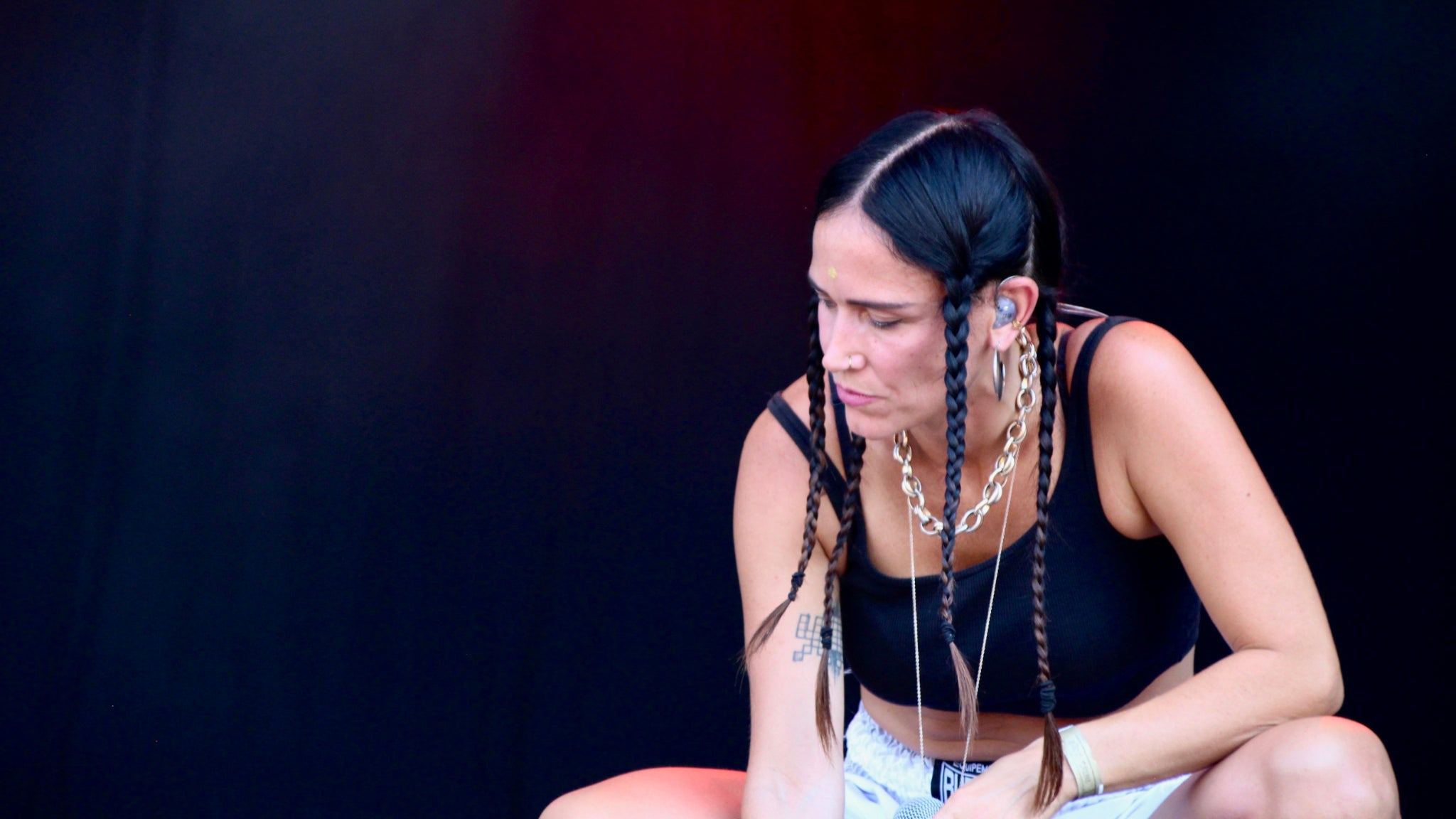 La Chica, concentrée, l'esprit vaguant vers d'autres contrées pendant son interprétation du "Canto Del Pilon".