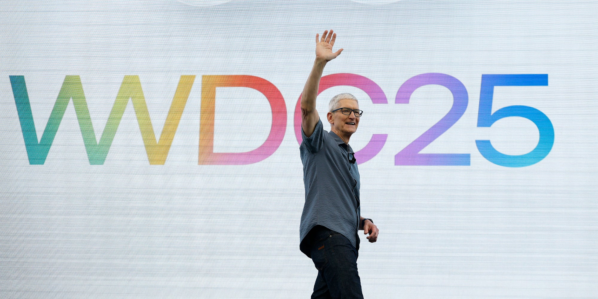 Tim Cook, PDG d'Apple, prend la parole lors de la Conférence mondiale des développeurs Apple (WWDC) le 9 juin 2025 à Cupertino, en Californie.