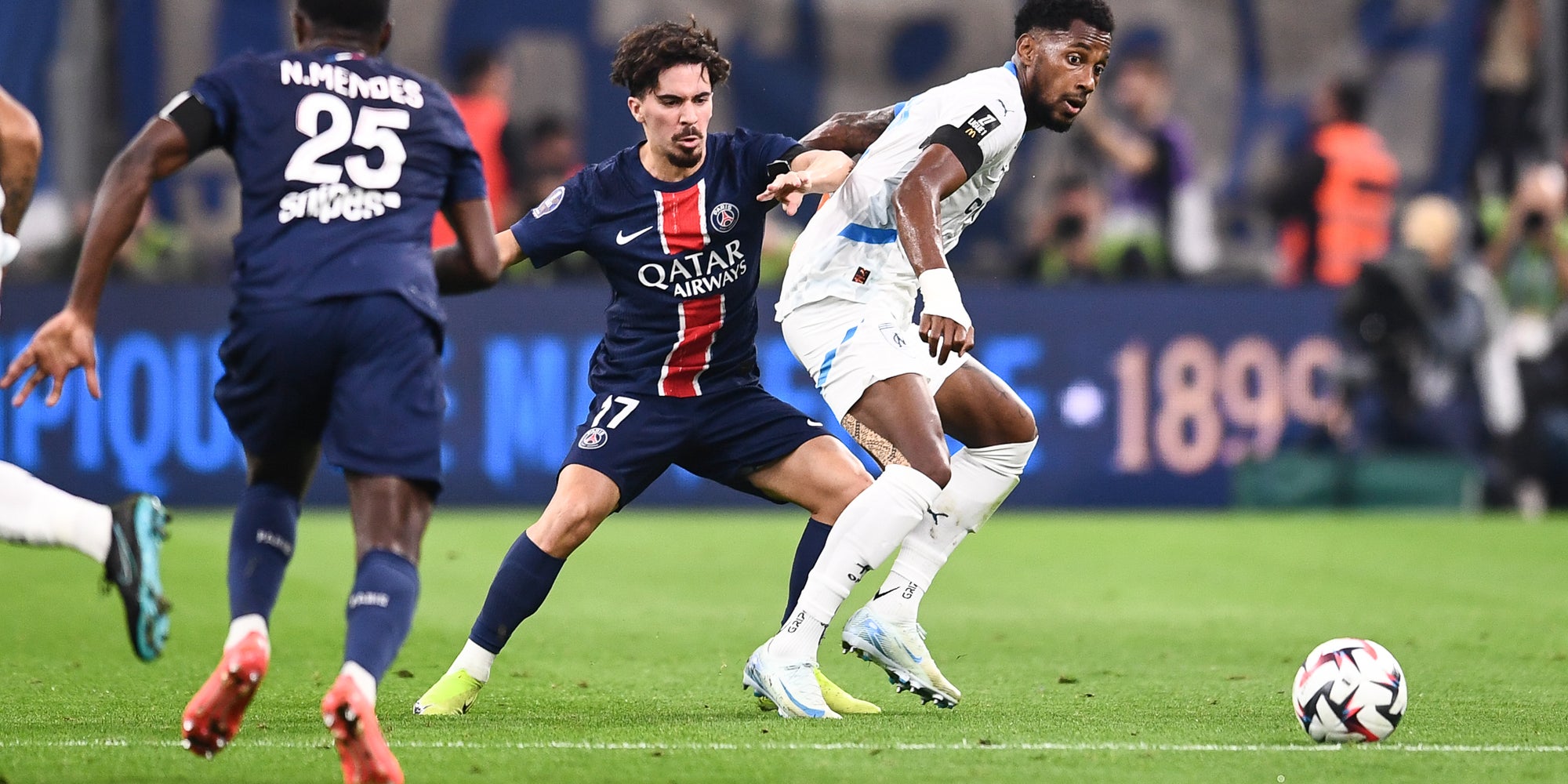 Vitinha lors du match entre l'OM et le PSG, le 27 octobre à l'Orange Vélodrome (Marseille).