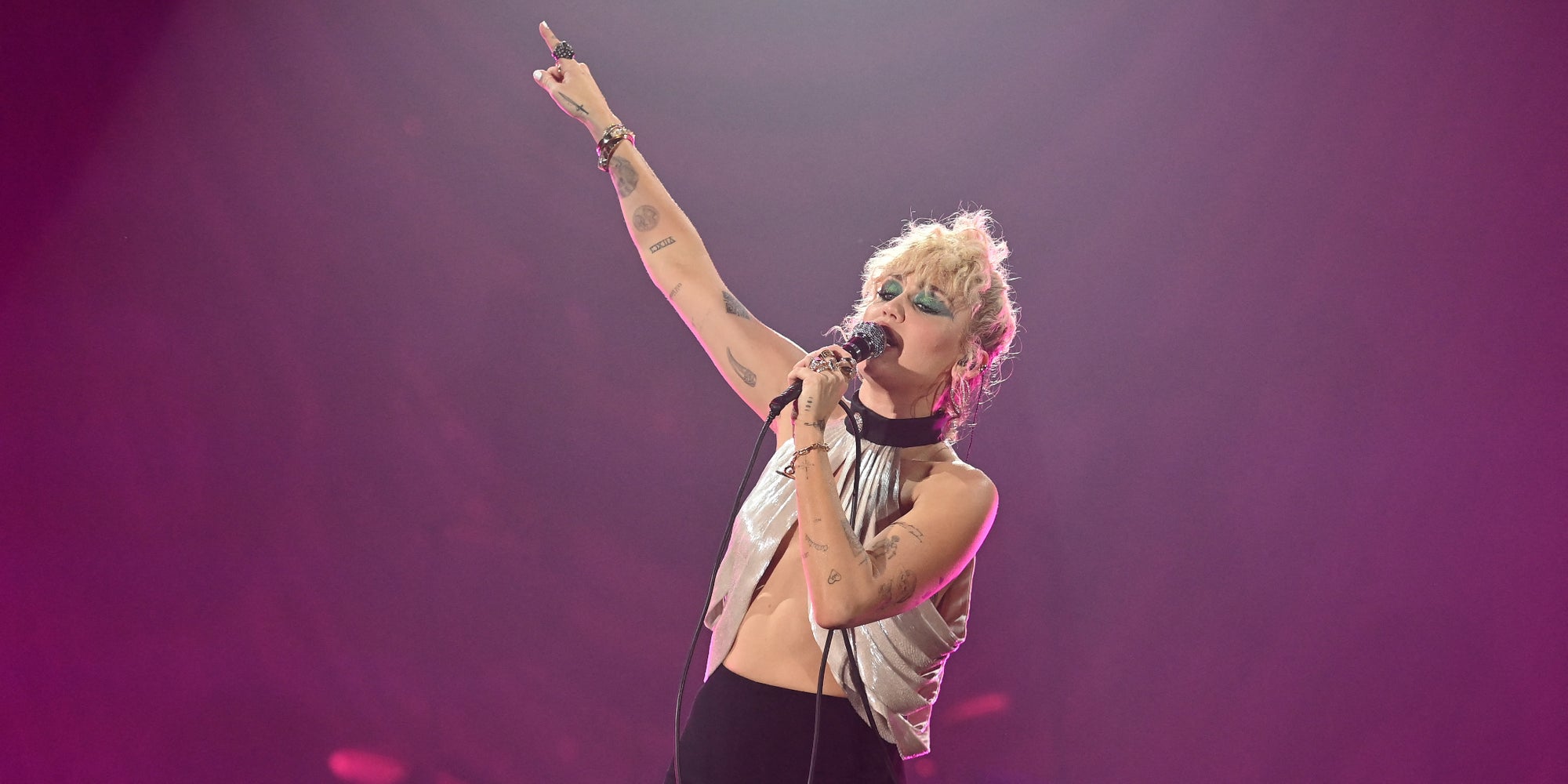 Miley Cyrus sur la scène du Music Midtown festival à Piedmont Park, à Atlanta en Géorgie, le 19 septembre 2021. 