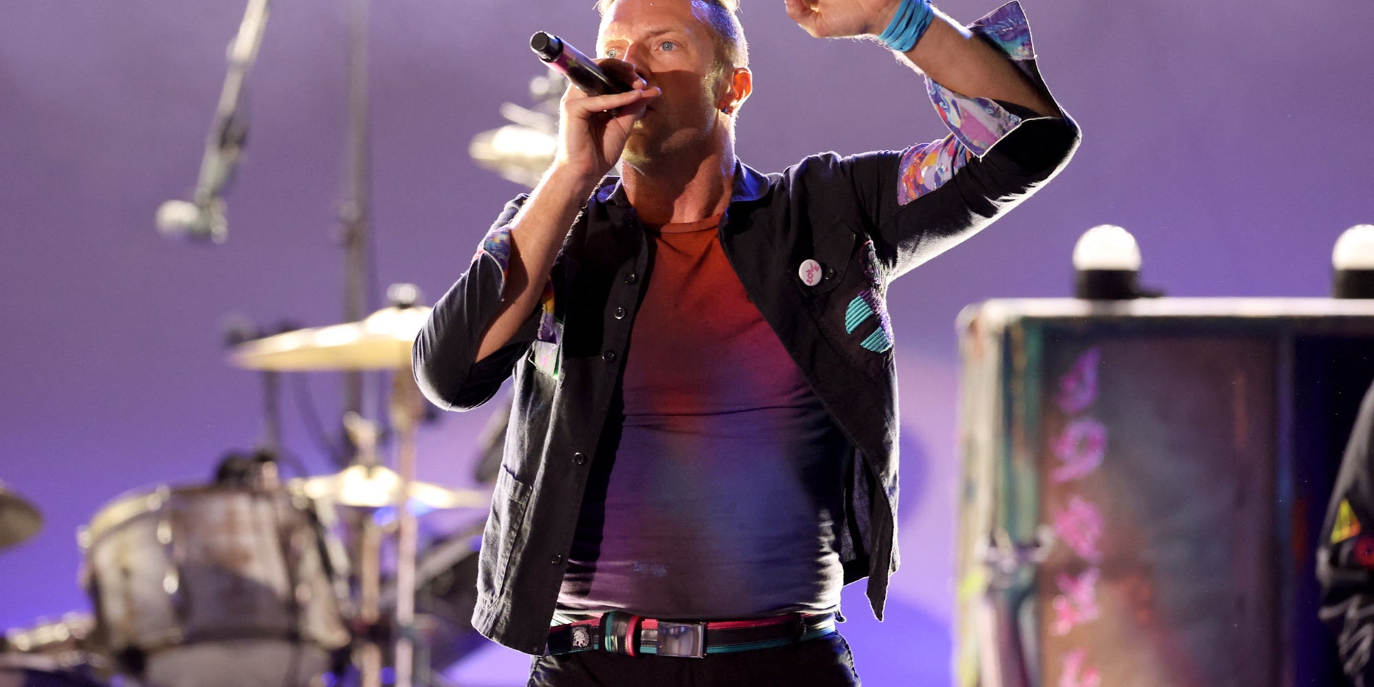 Chris Martin lors d'un concert de Coldplay à Los Angeles, le 23 octobre 2021
