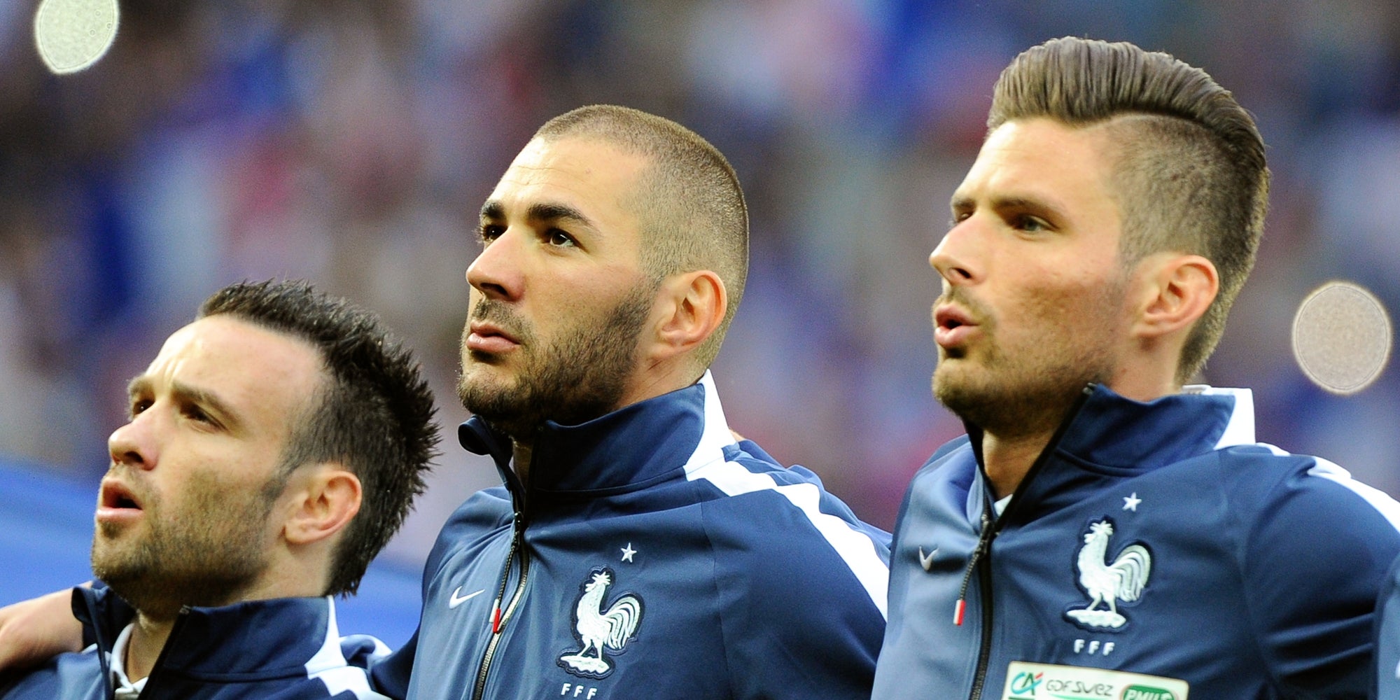 Karim Benzema (au centre) lors du match face à la Jamaïque le 8 juin 2014 à Villeneuve-d'Ascq